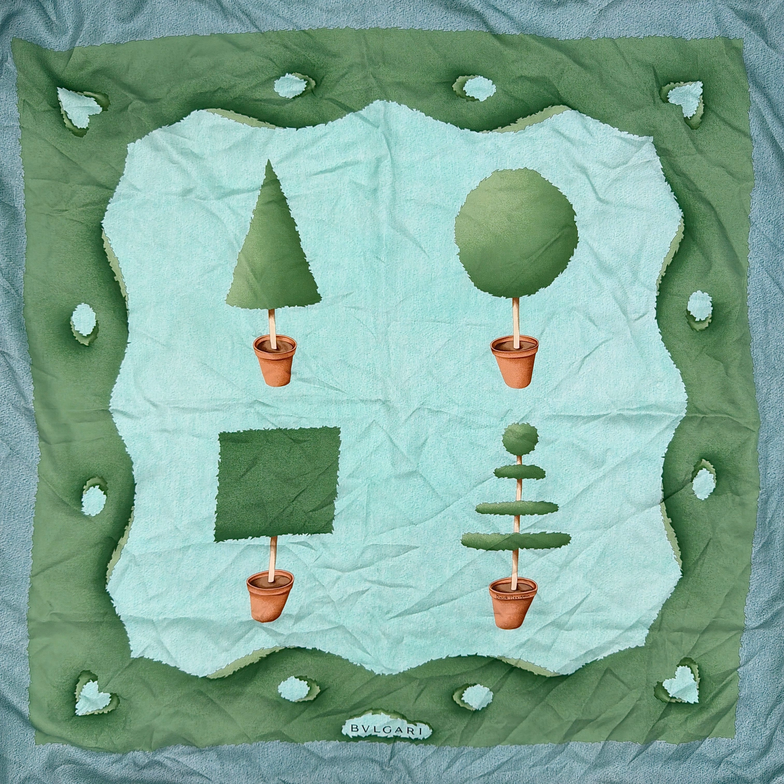 Bvlgari by Davide Pizzigoni Garden Silk Scarf Green