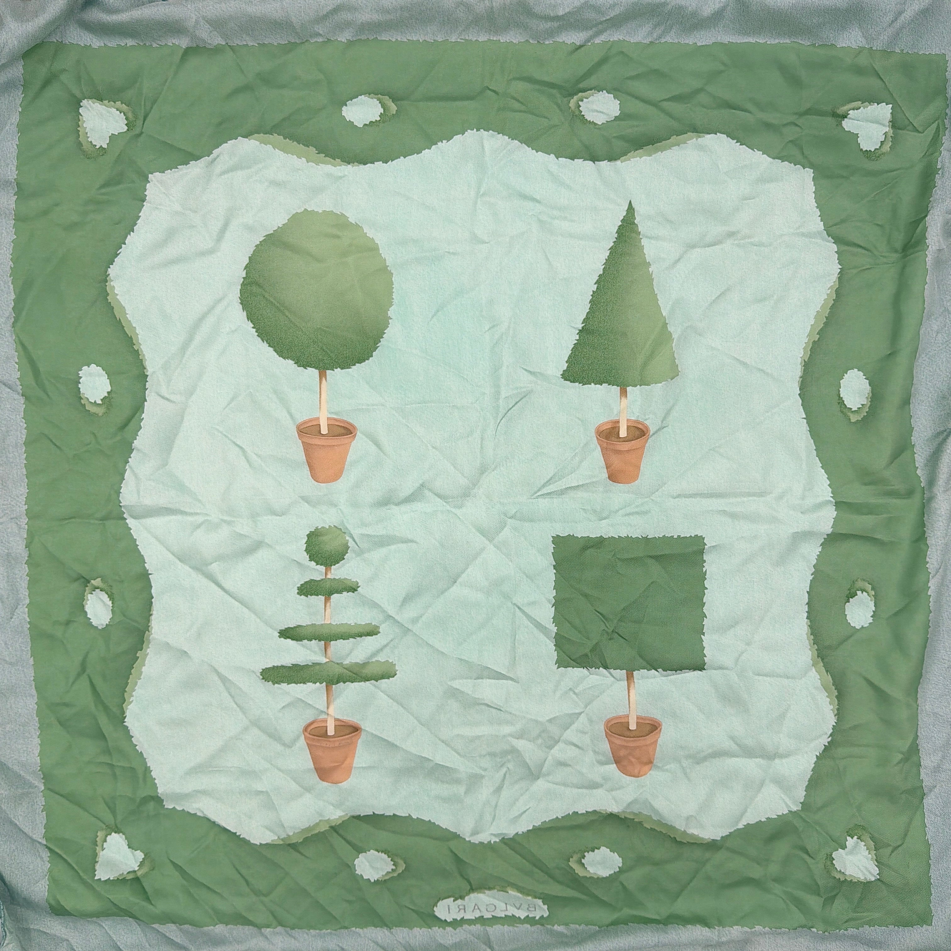 Bvlgari by Davide Pizzigoni Garden Silk Scarf Green