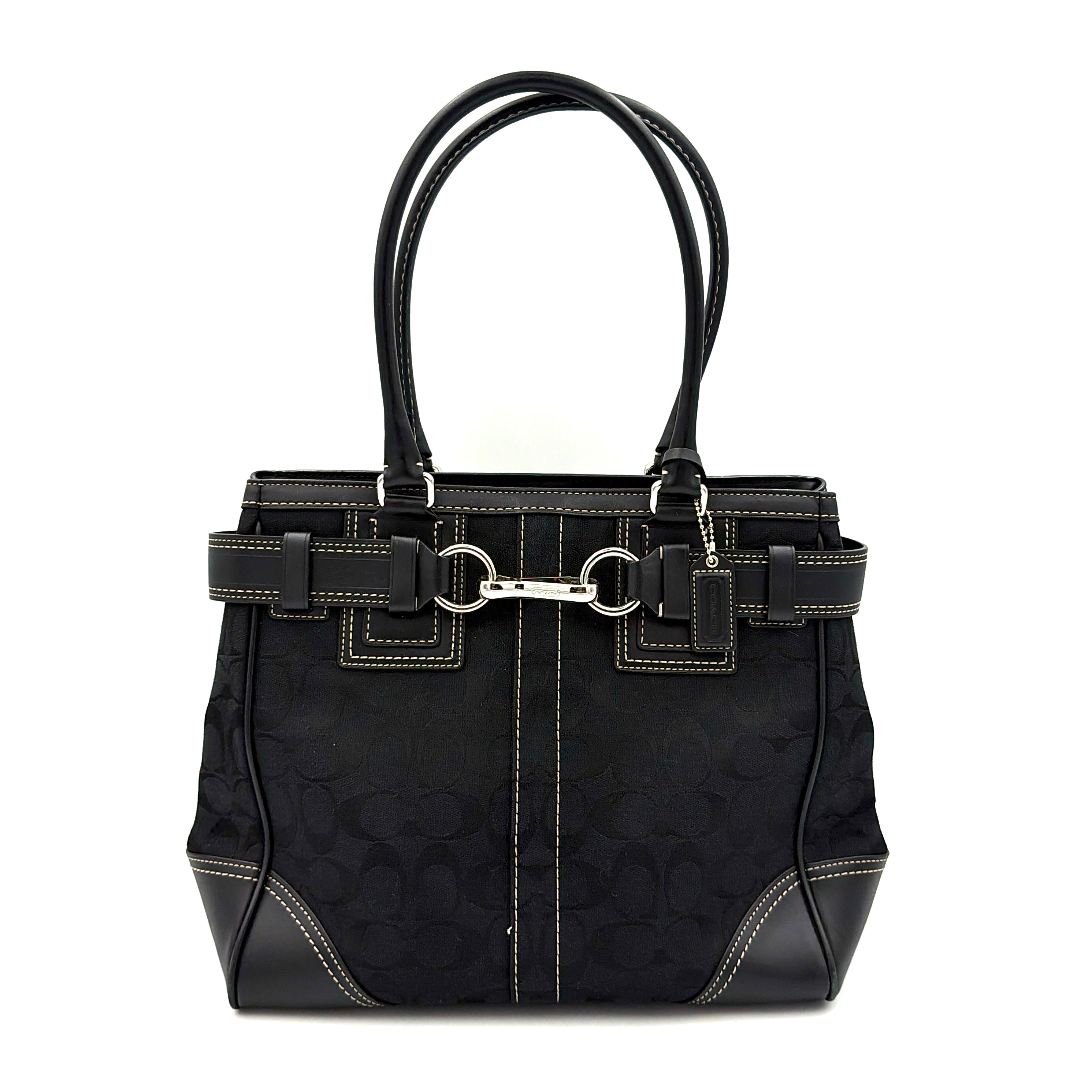Coach Signature Hampton Carryall Shoulder Bag Black
