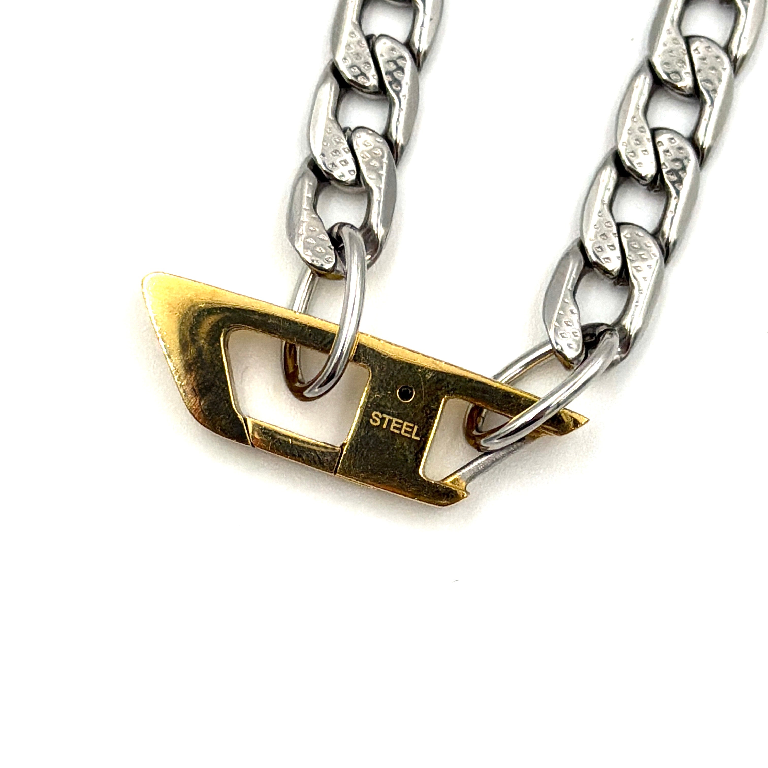 Diesel Gold D-Logo DX1343 Stainless Steel Chain Necklace