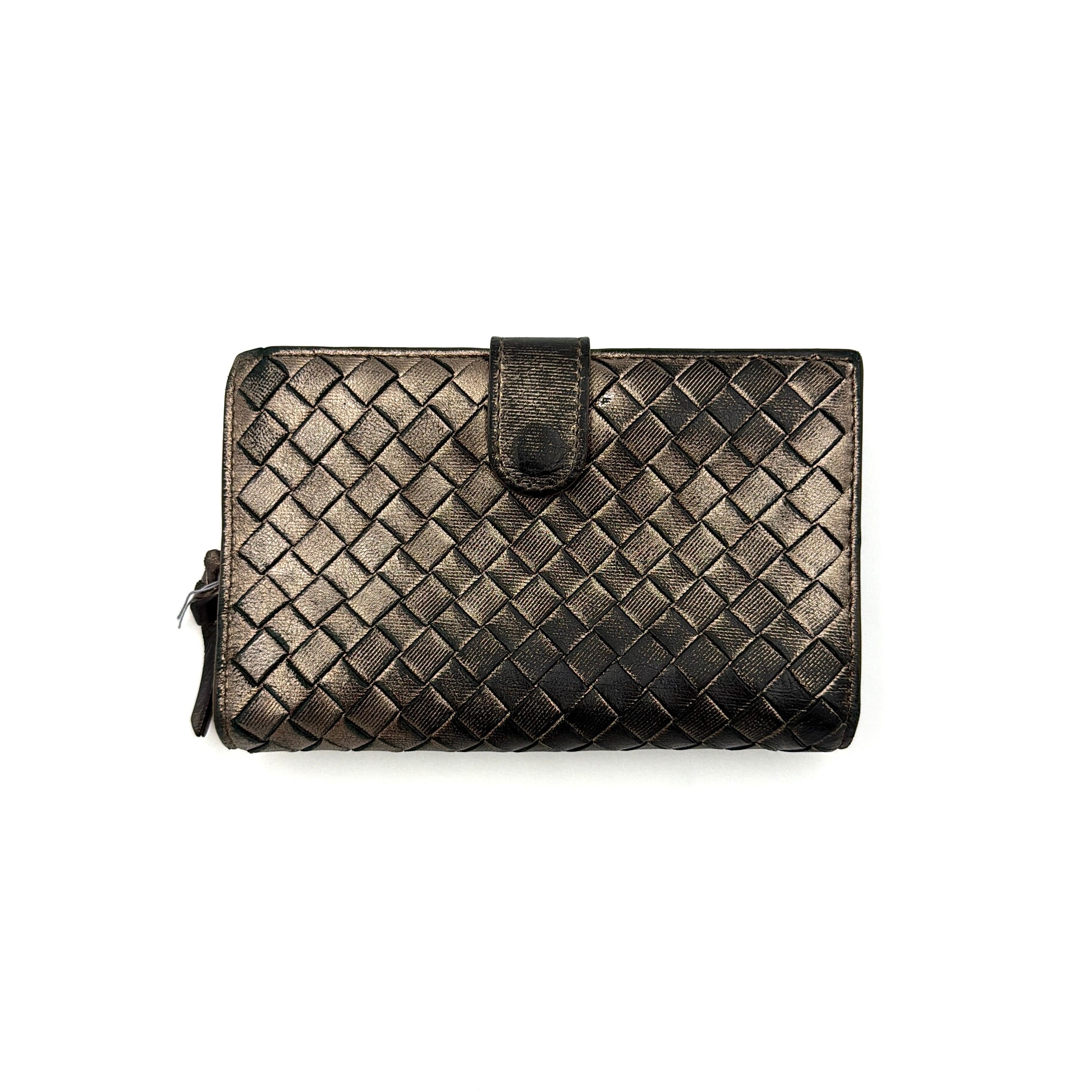 Bottega Veneta Intrecciato Metallic Leather Wallet