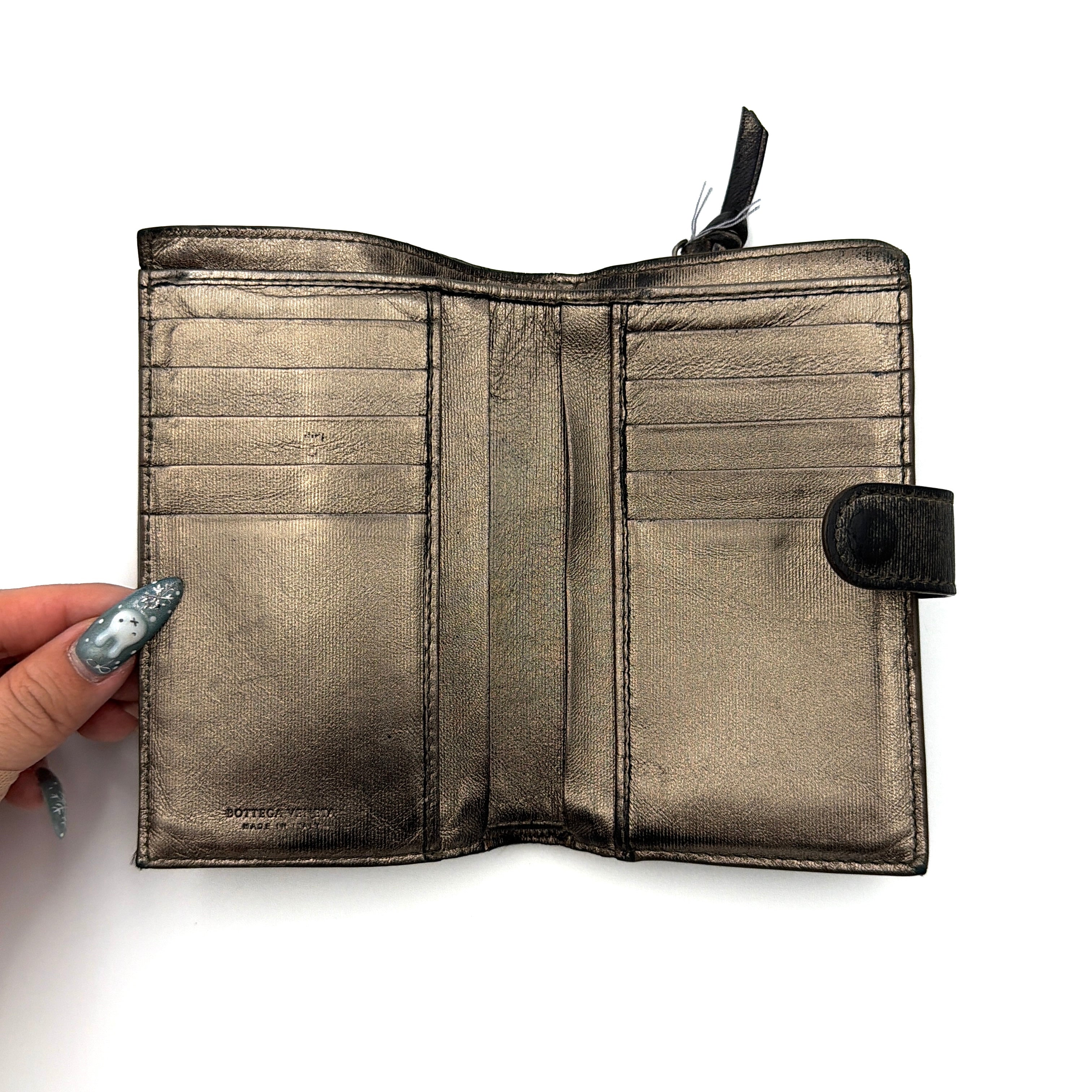 Bottega Veneta Intrecciato Metallic Leather Wallet