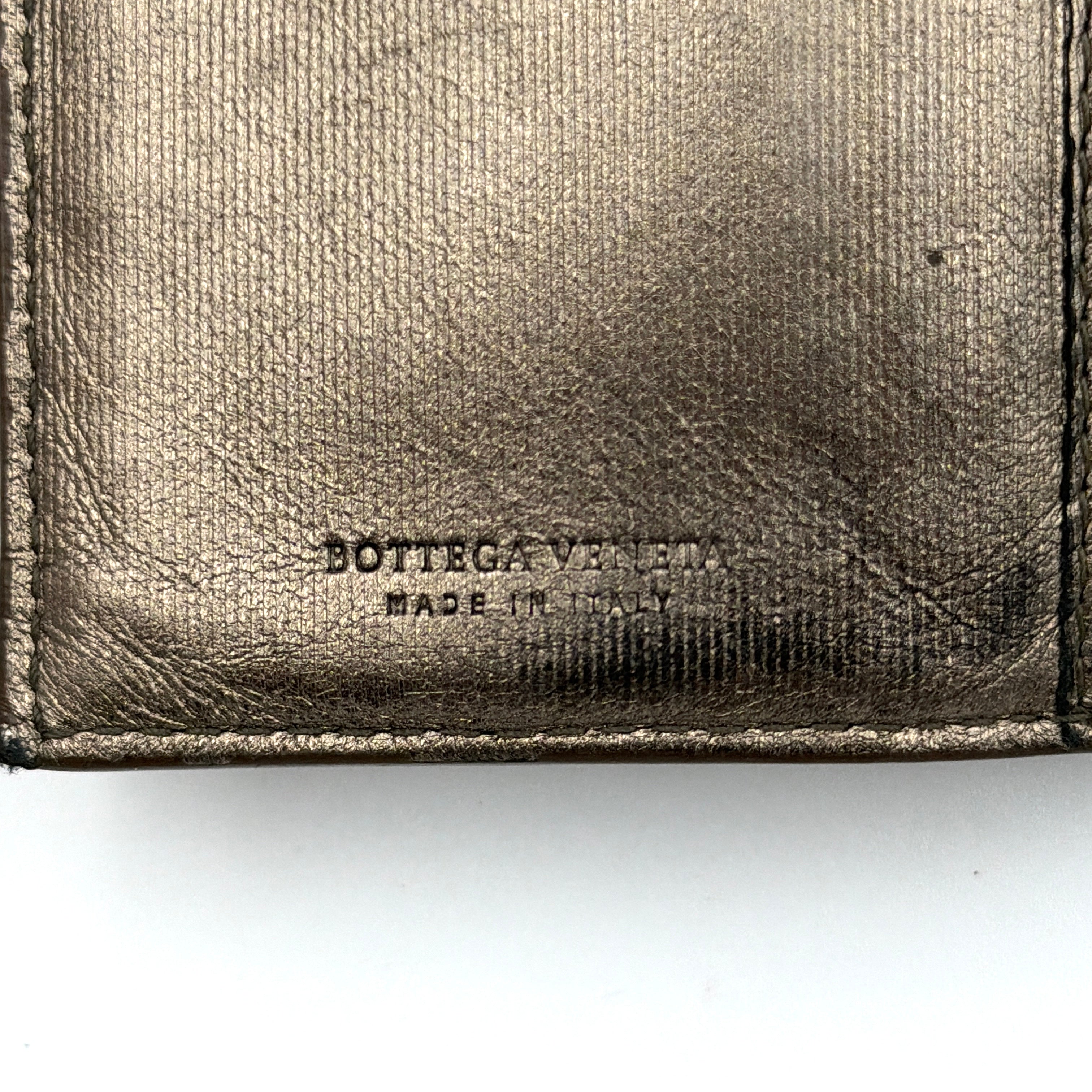 Bottega Veneta Intrecciato Metallic Leather Wallet