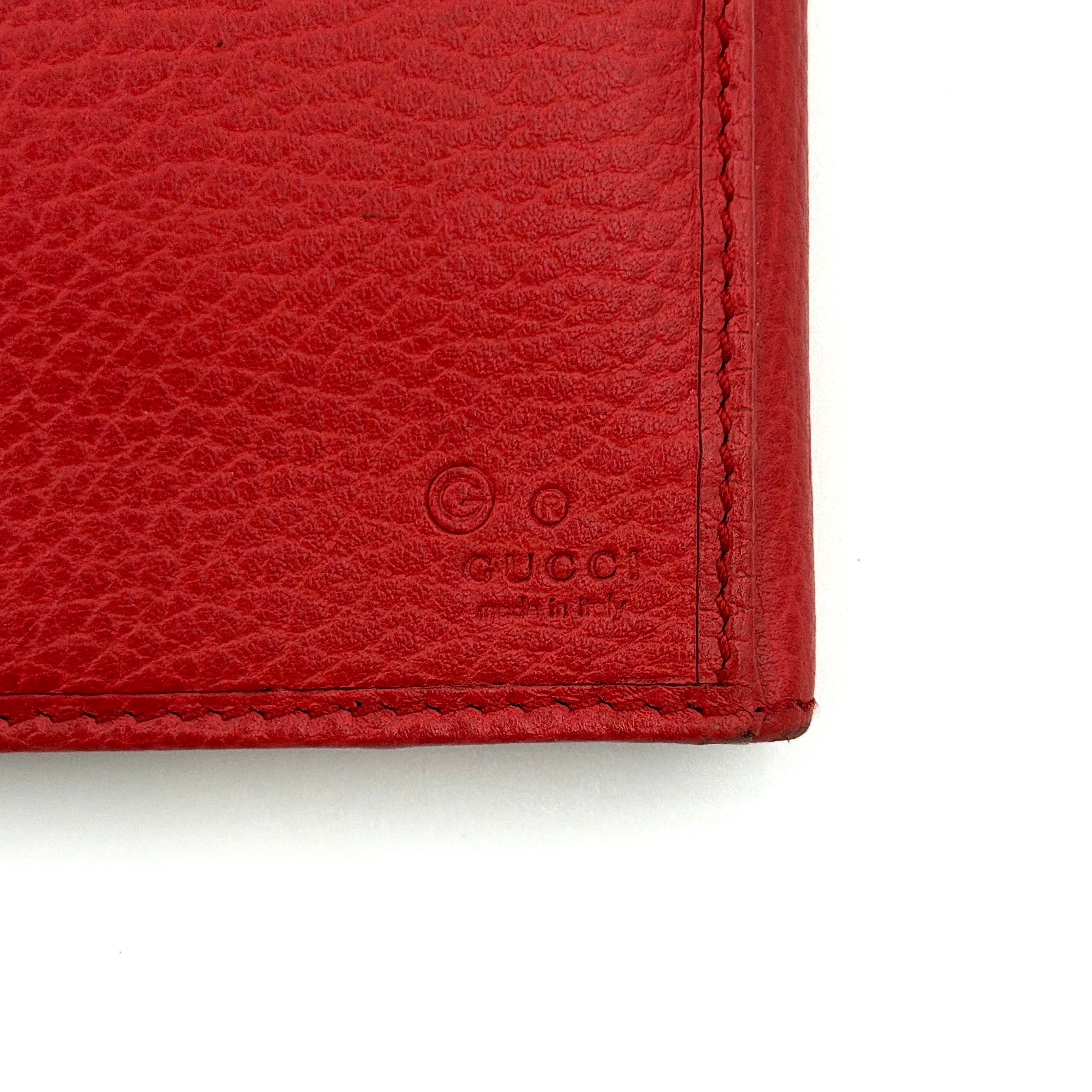 Gucci Buckle Leather Continental Wallet Red