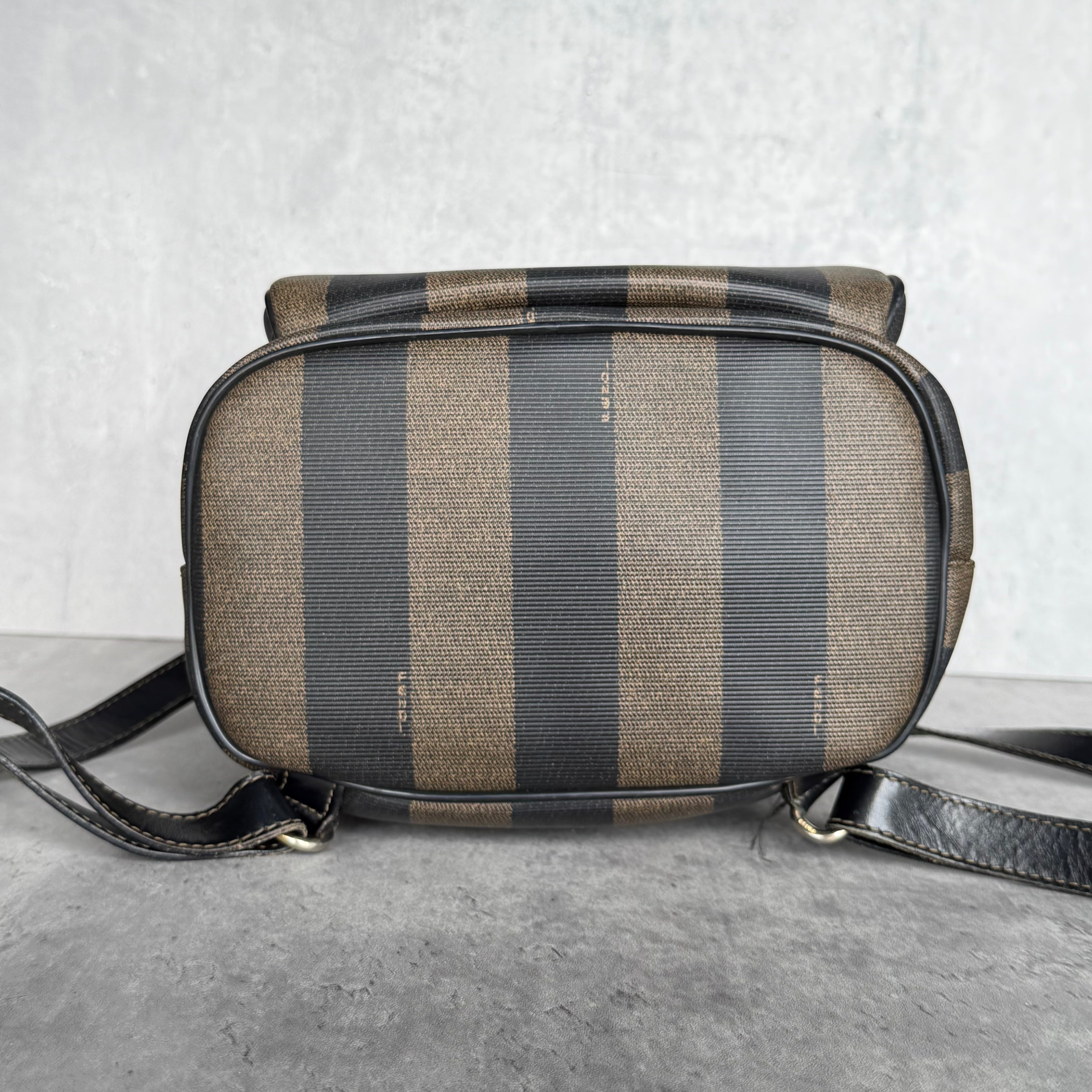 Fendi Pequin Coated Canvas Drawstring Backpack Brown