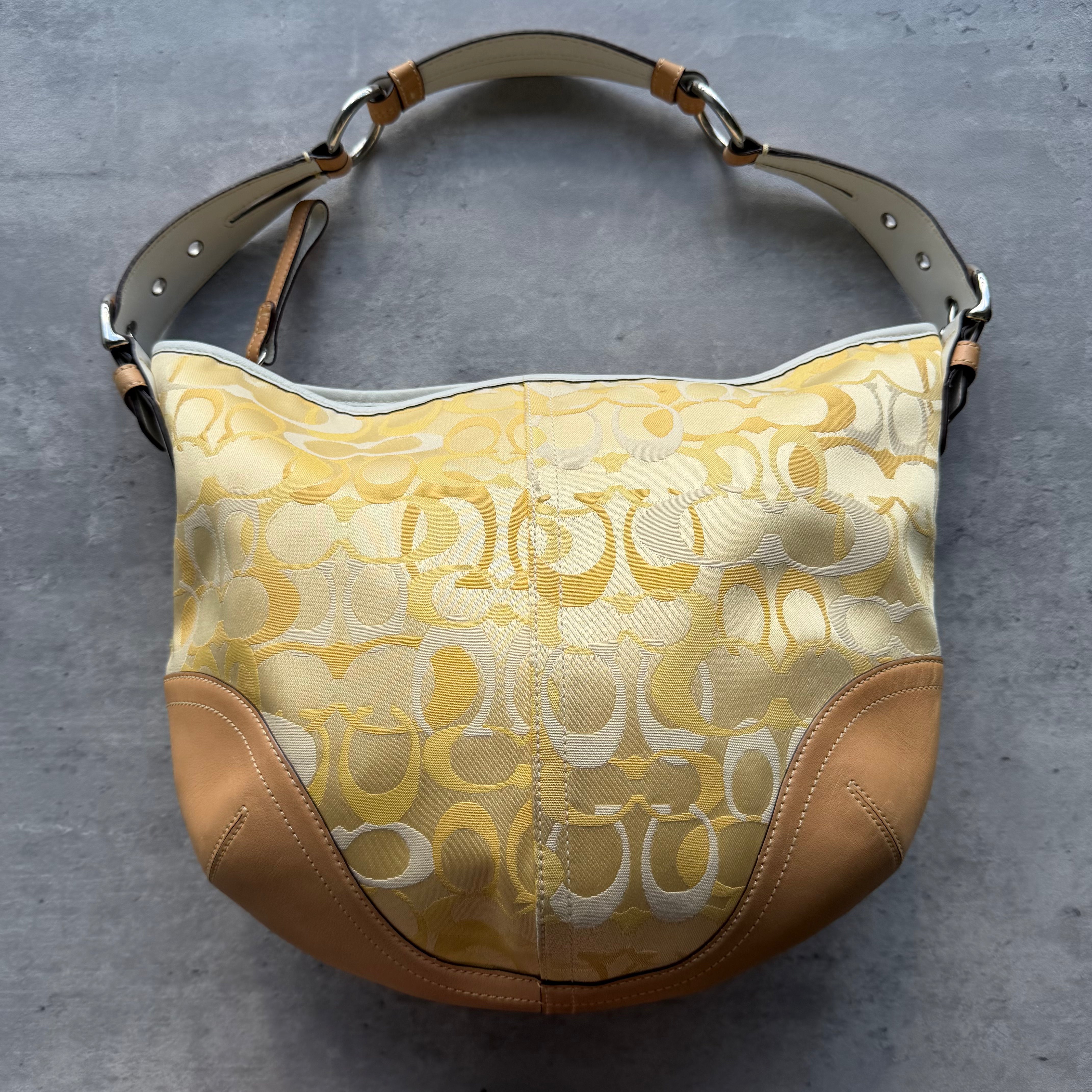 Coach Signature Soho Mini Hobo Shoulder Bag Yellow/Beige