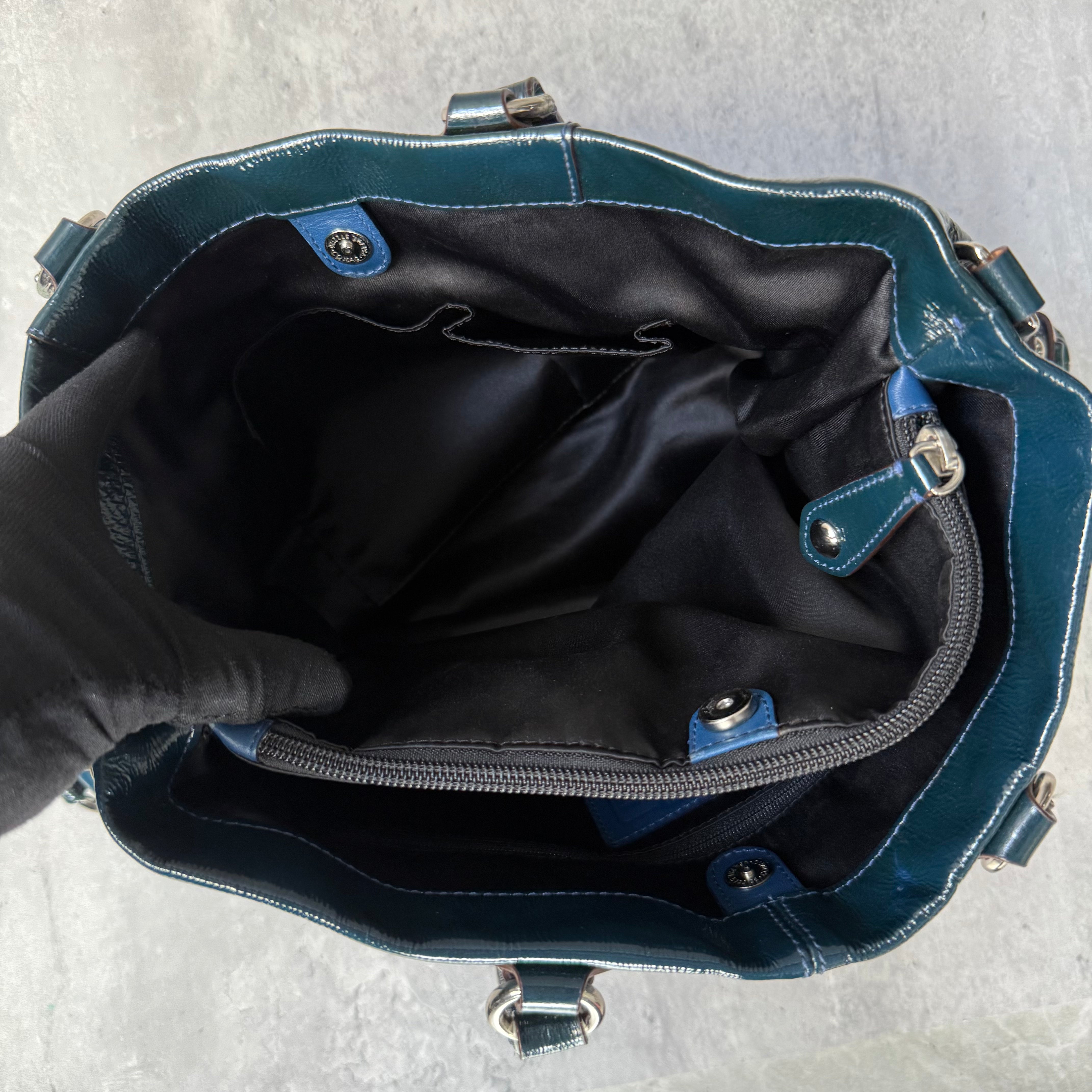 Coach 2Way Ashley Glossy Patent Shoulder Bag Teal