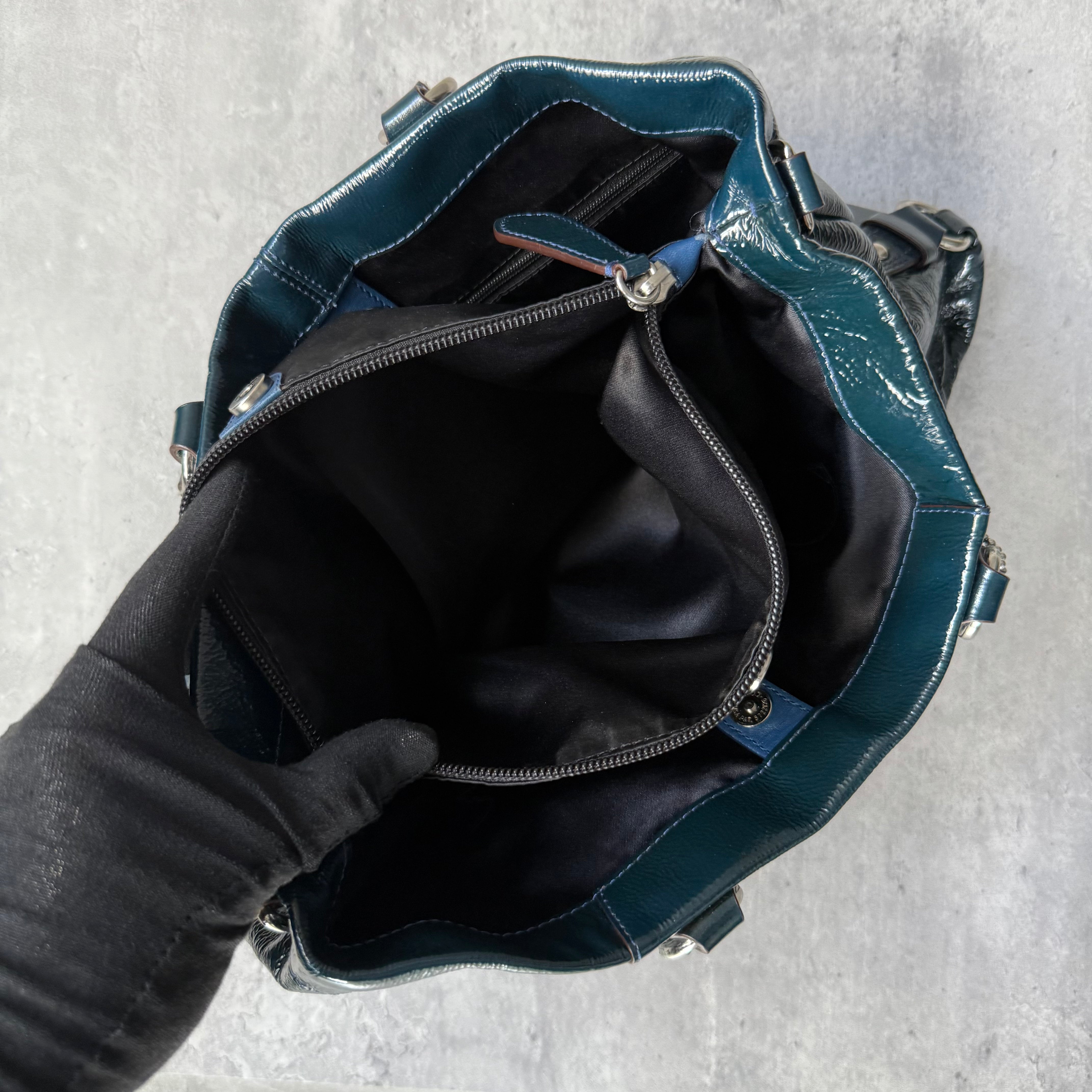 Coach 2Way Ashley Glossy Patent Shoulder Bag Teal