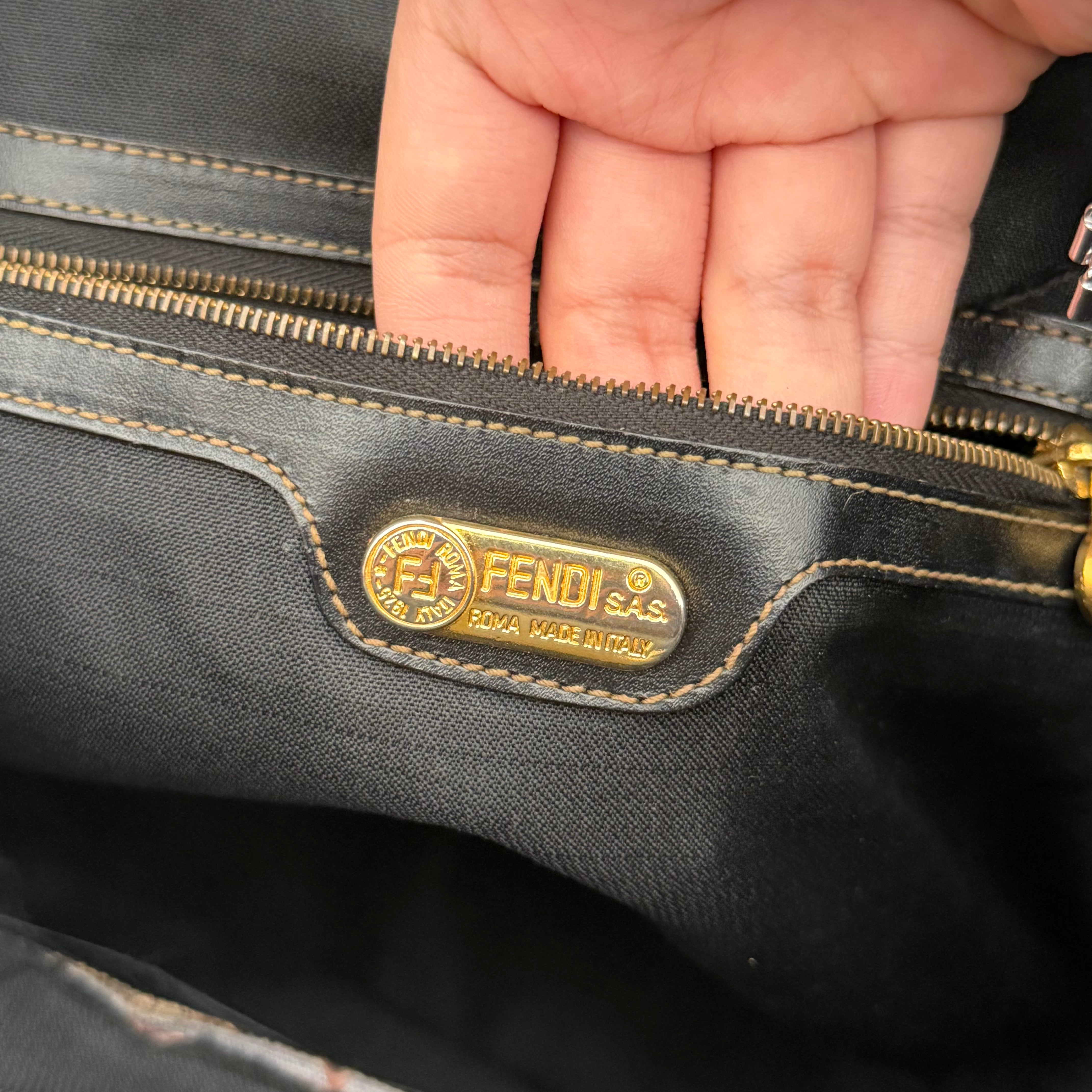 Fendi Pequin Coated Canvas Drawstring Backpack Brown