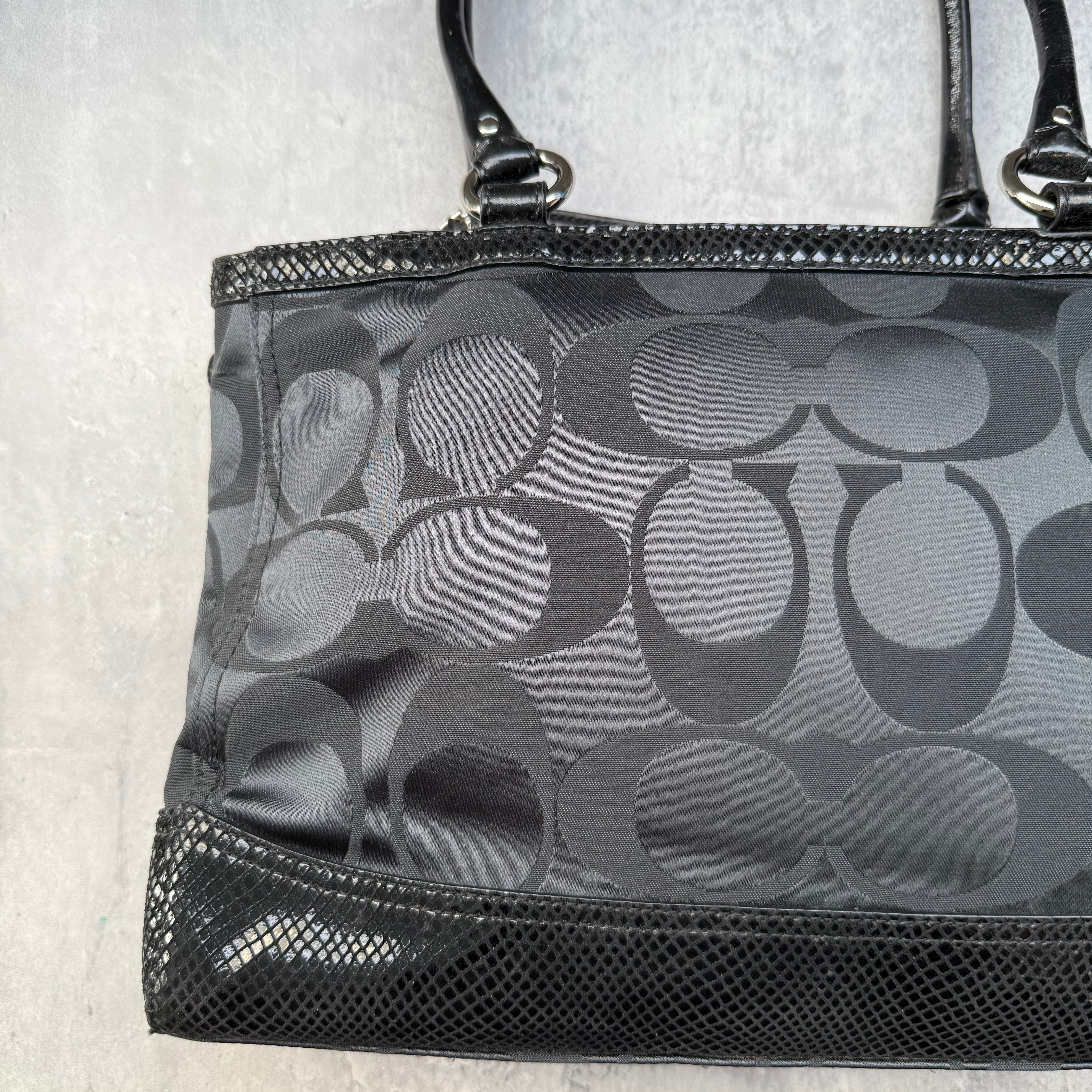 Coach Signature Stripe Park HandBag Black