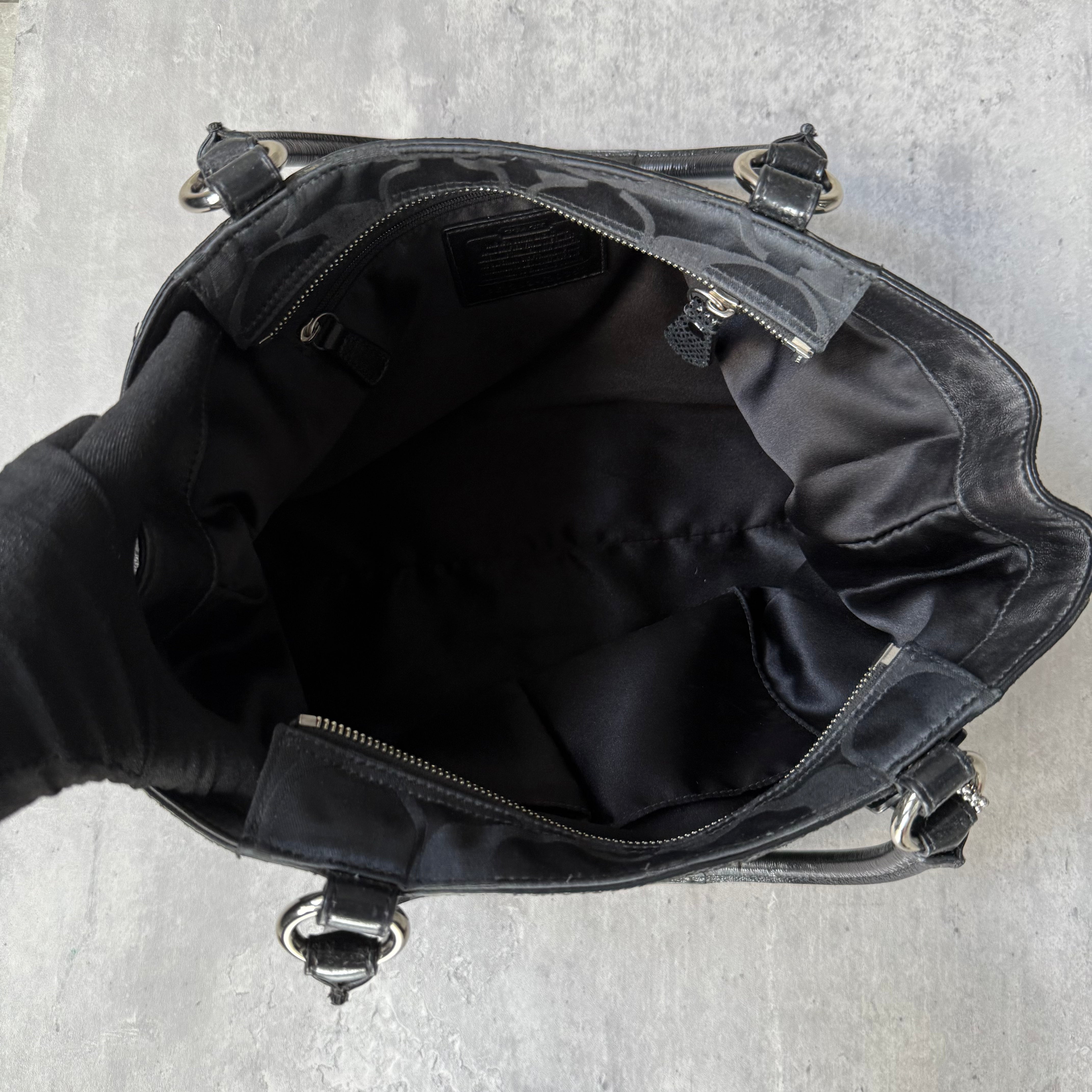 Coach Signature Stripe Park HandBag Black