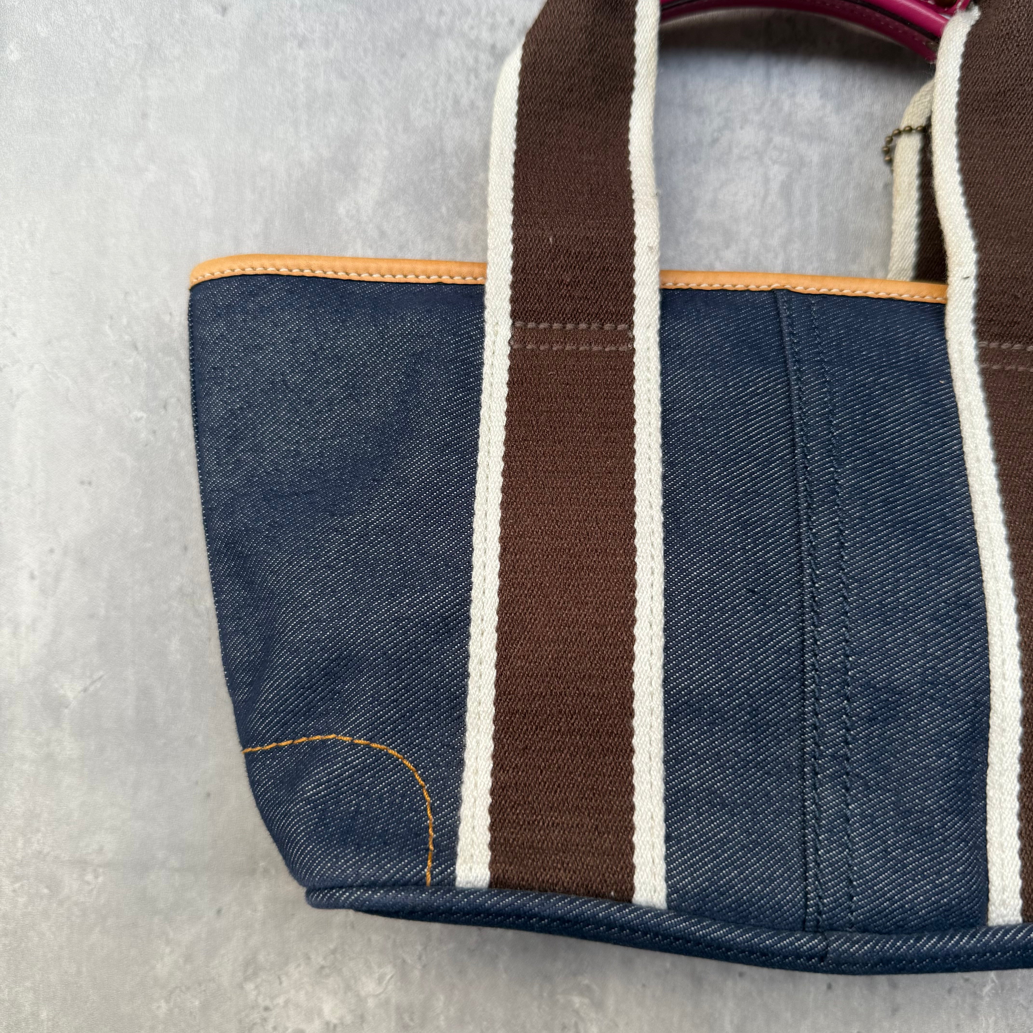 Coach Denim Hampton Mini Tote Bag Multicolor