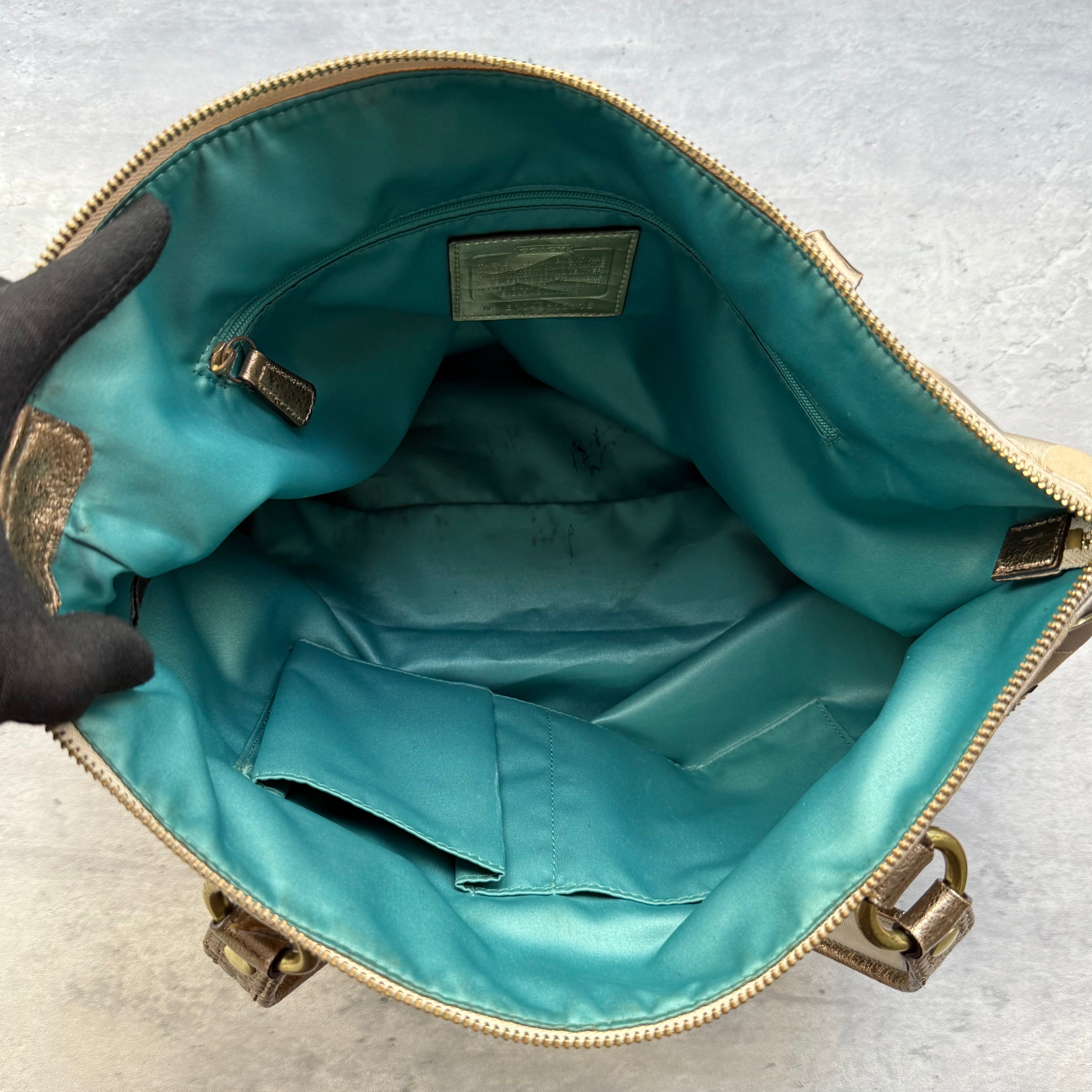 Coach Signature Daisy Poppy Tote Bag Gold/Beige