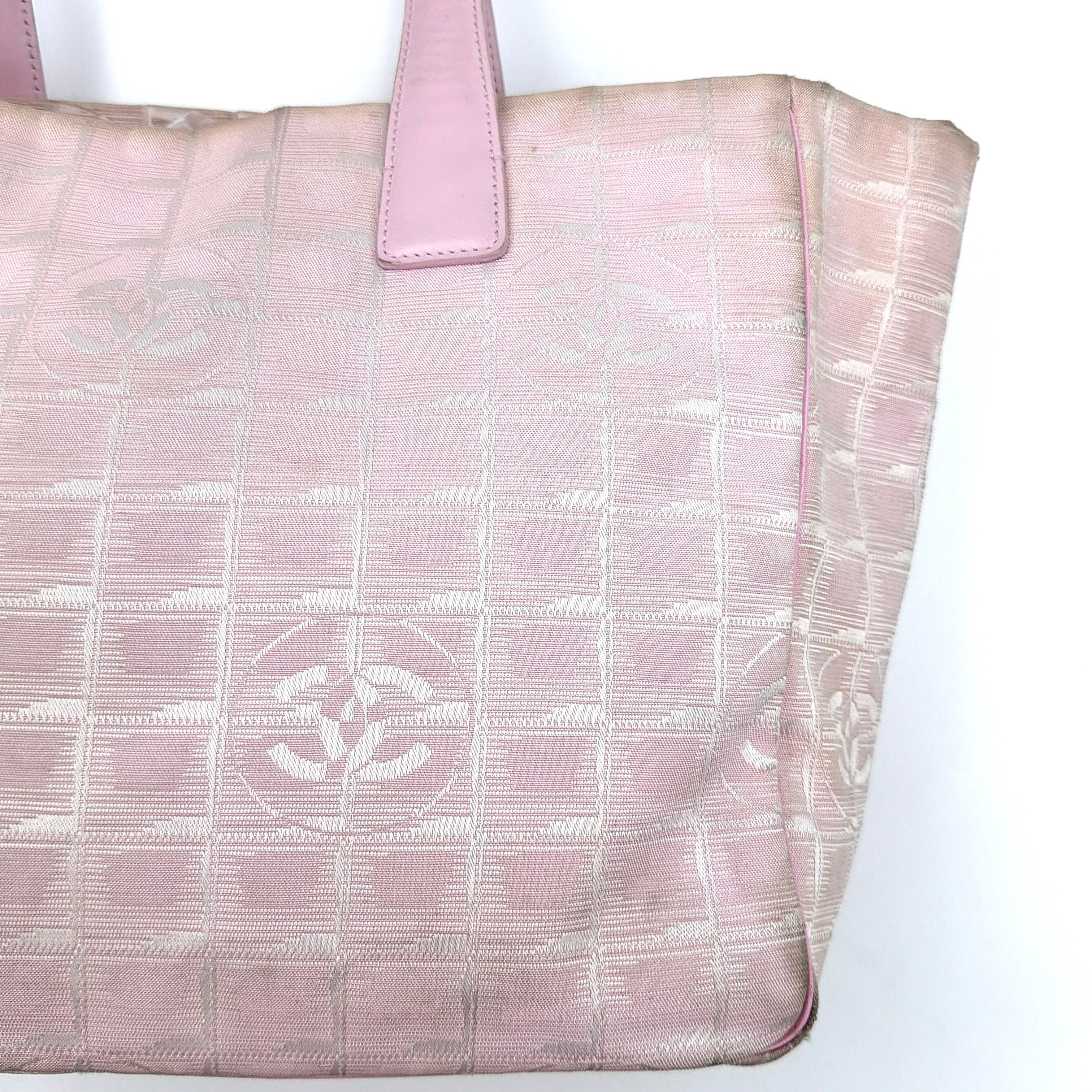 Chanel Nylon Travel Line Tote Bag Light Pink