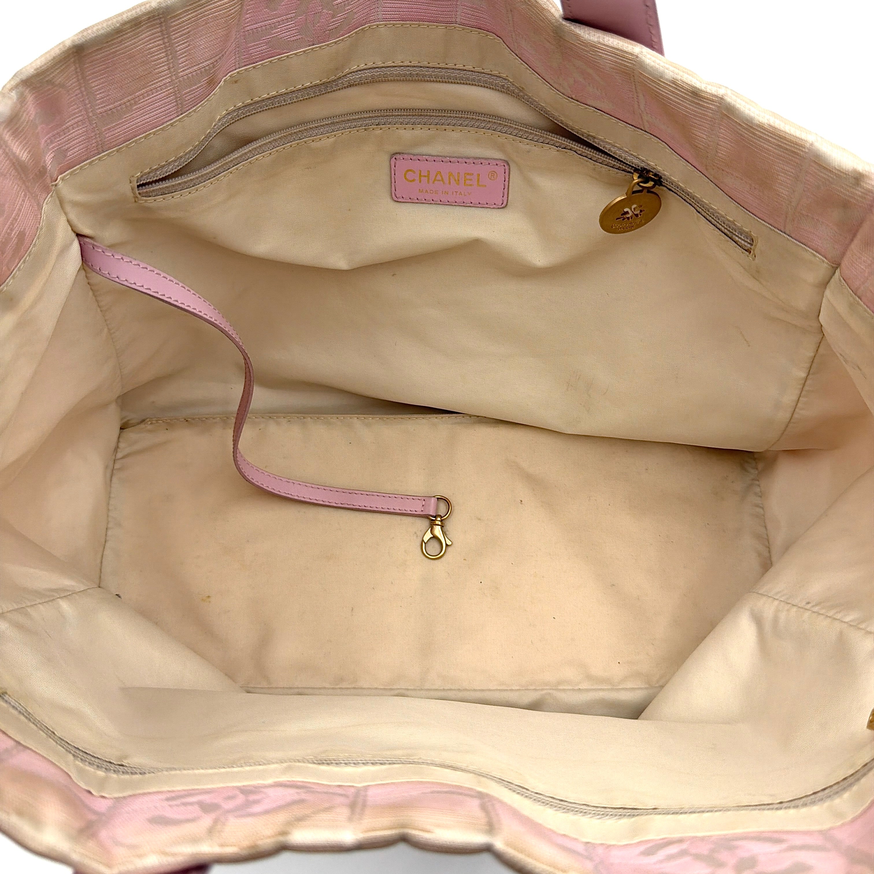 Chanel Nylon Travel Line Tote Bag Light Pink