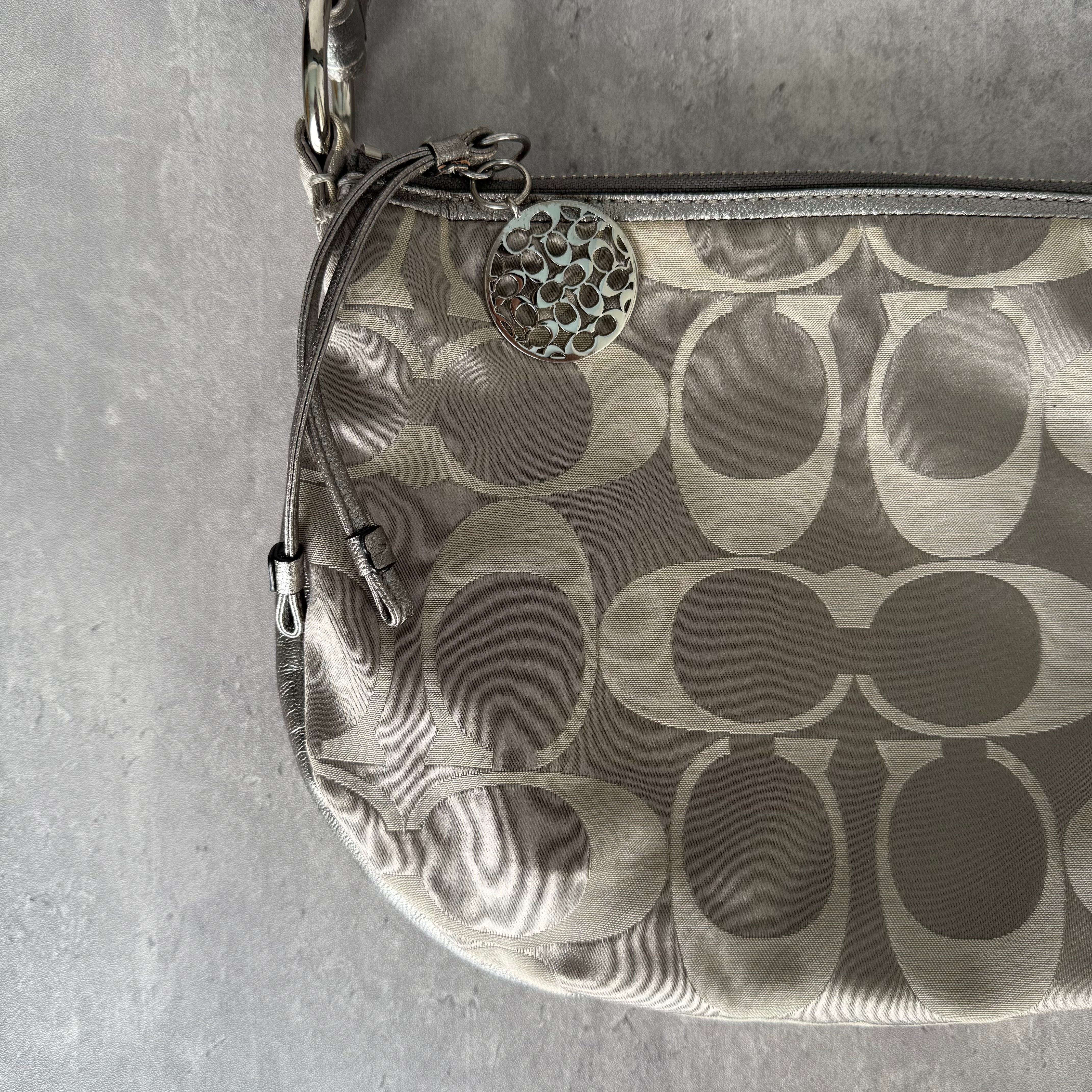 Coach Y2K Signature Hobo Shoulder Bag Silver