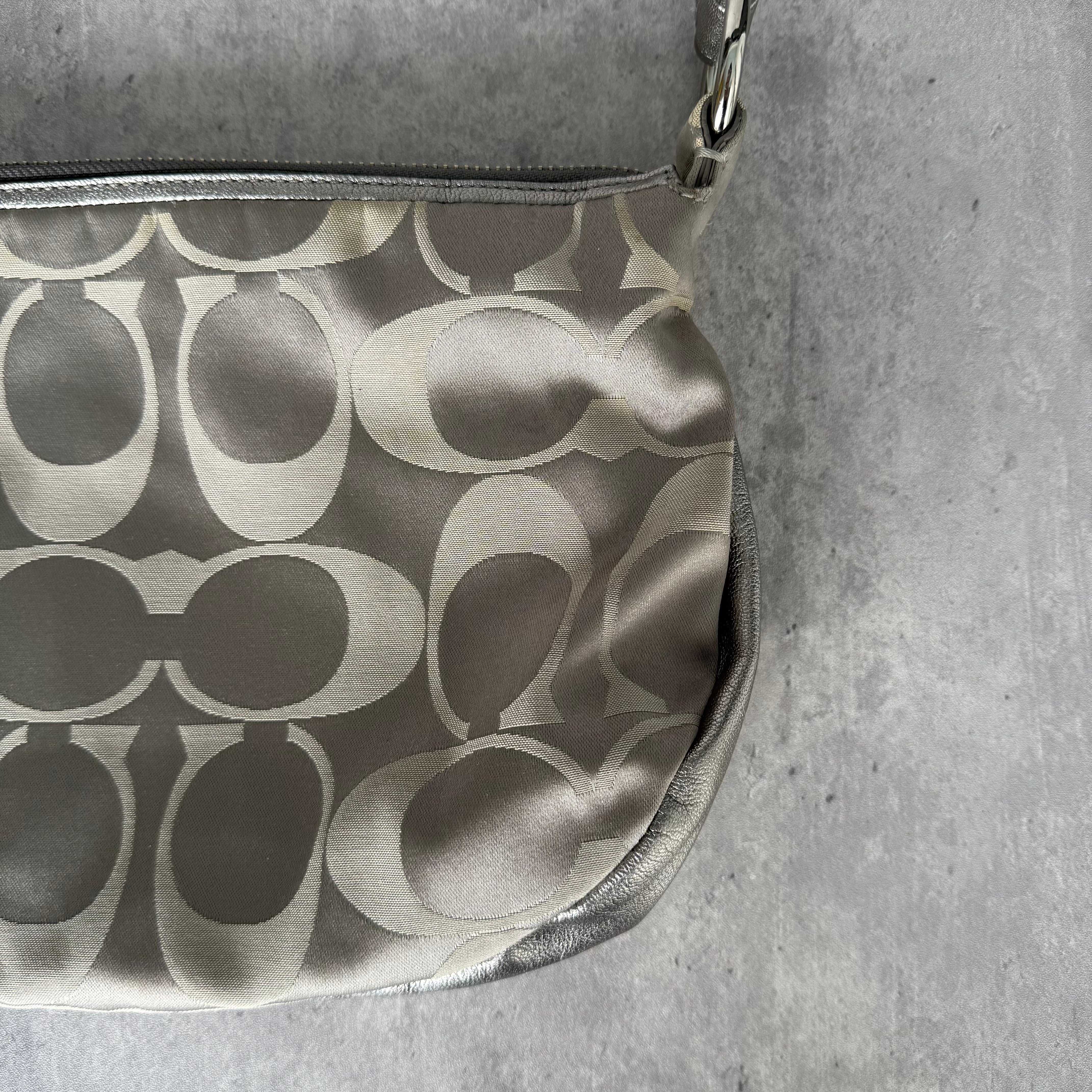 Coach Y2K Signature Hobo Shoulder Bag Silver