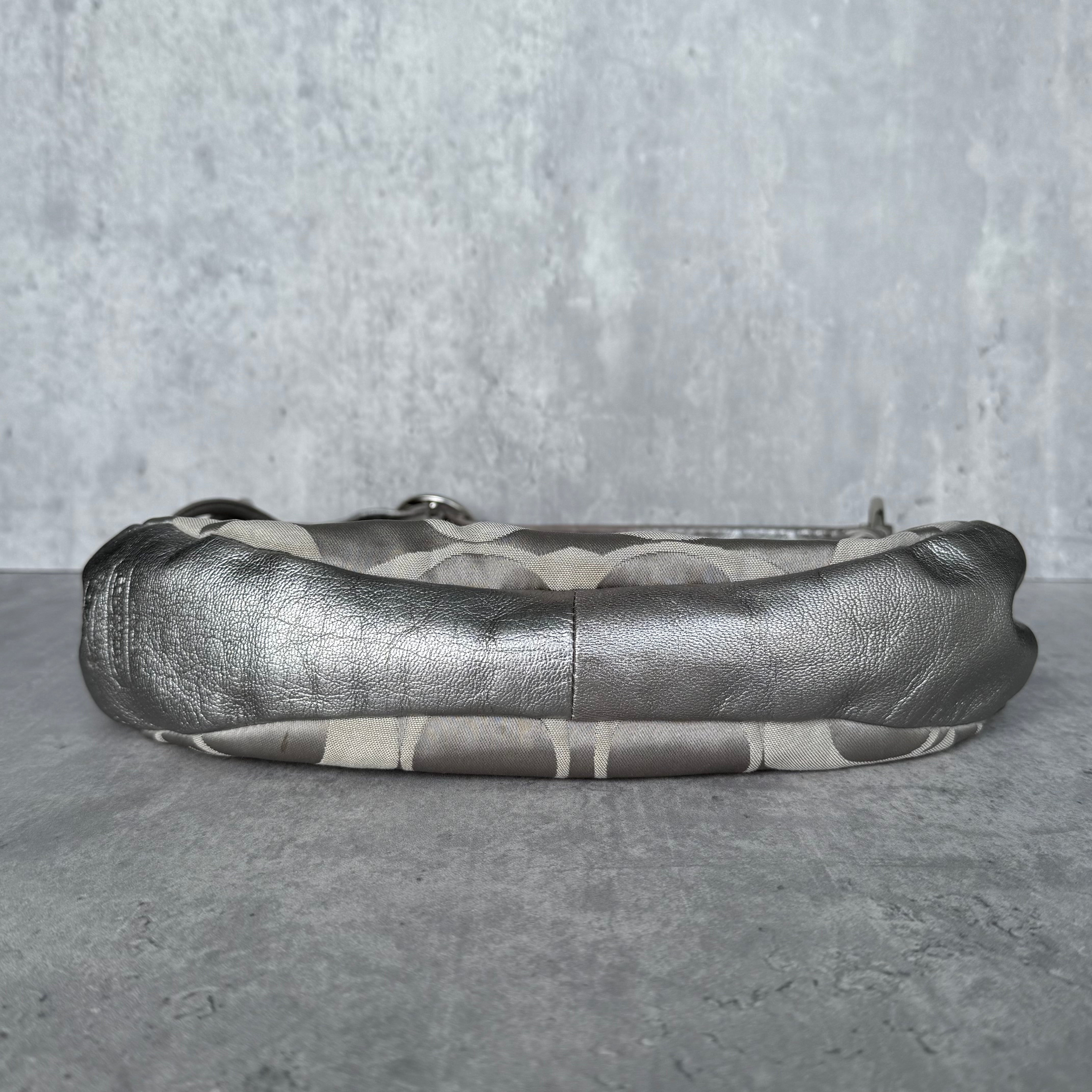 Coach Y2K Signature Hobo Shoulder Bag Silver