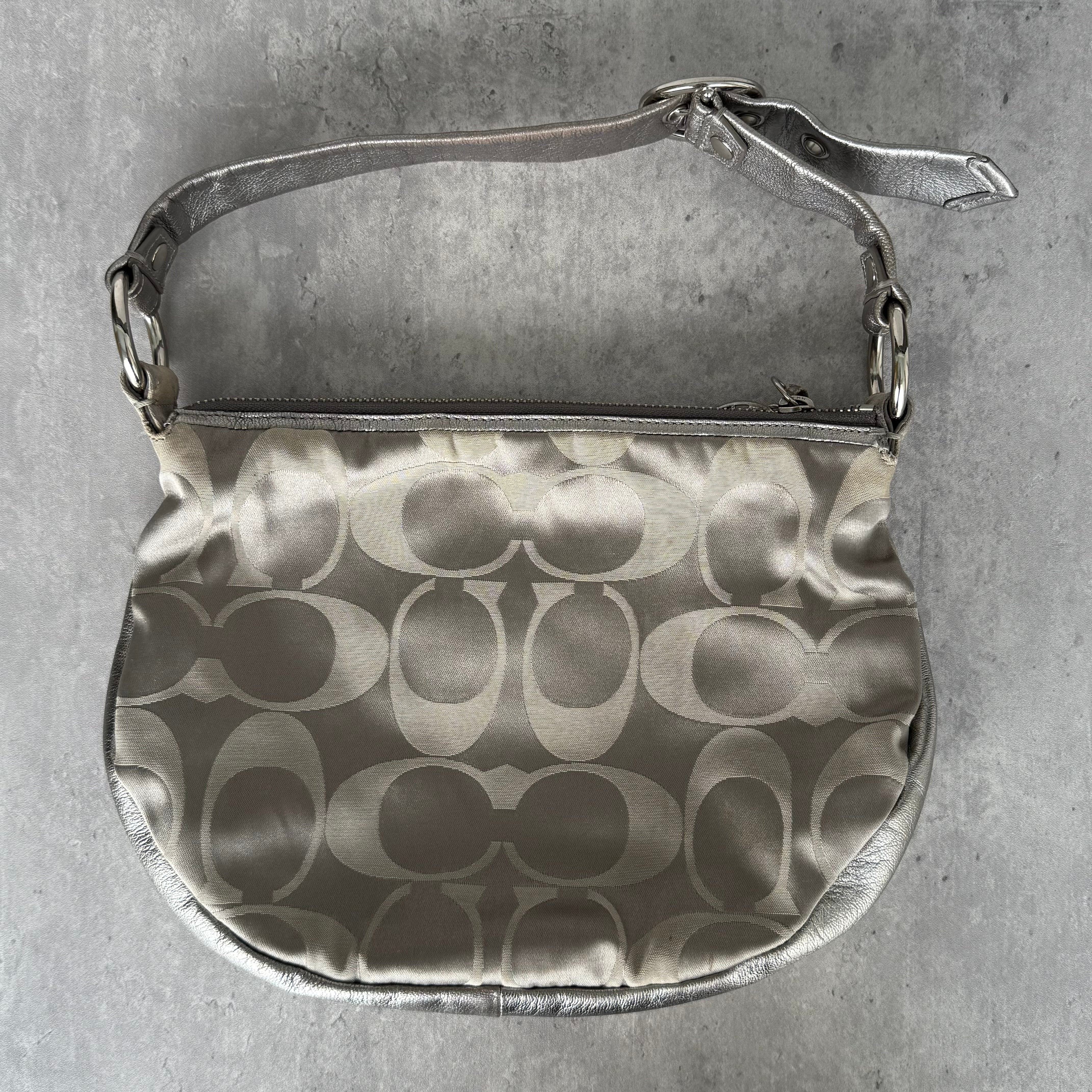 Coach Y2K Signature Hobo Shoulder Bag Silver