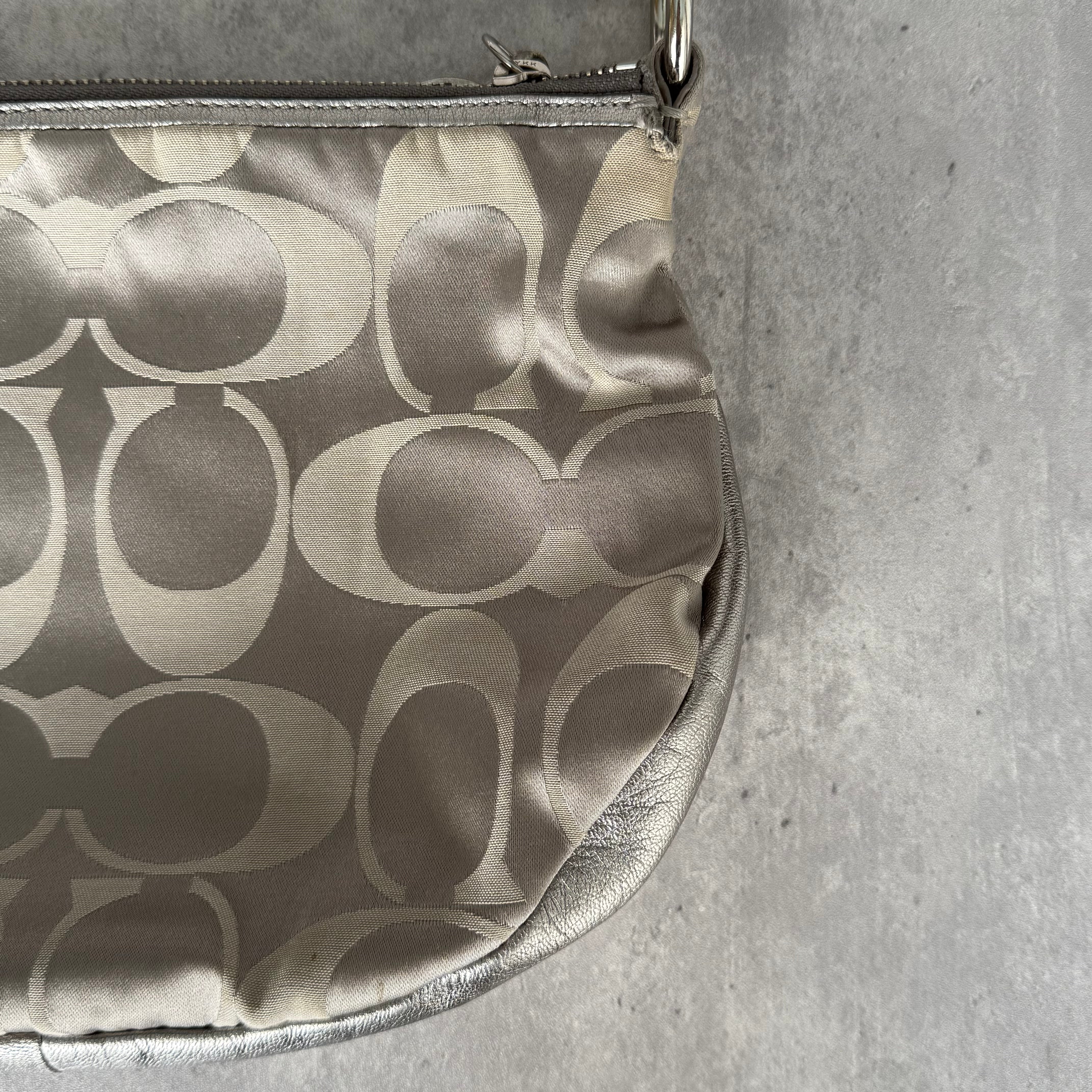 Coach Y2K Signature Hobo Shoulder Bag Silver