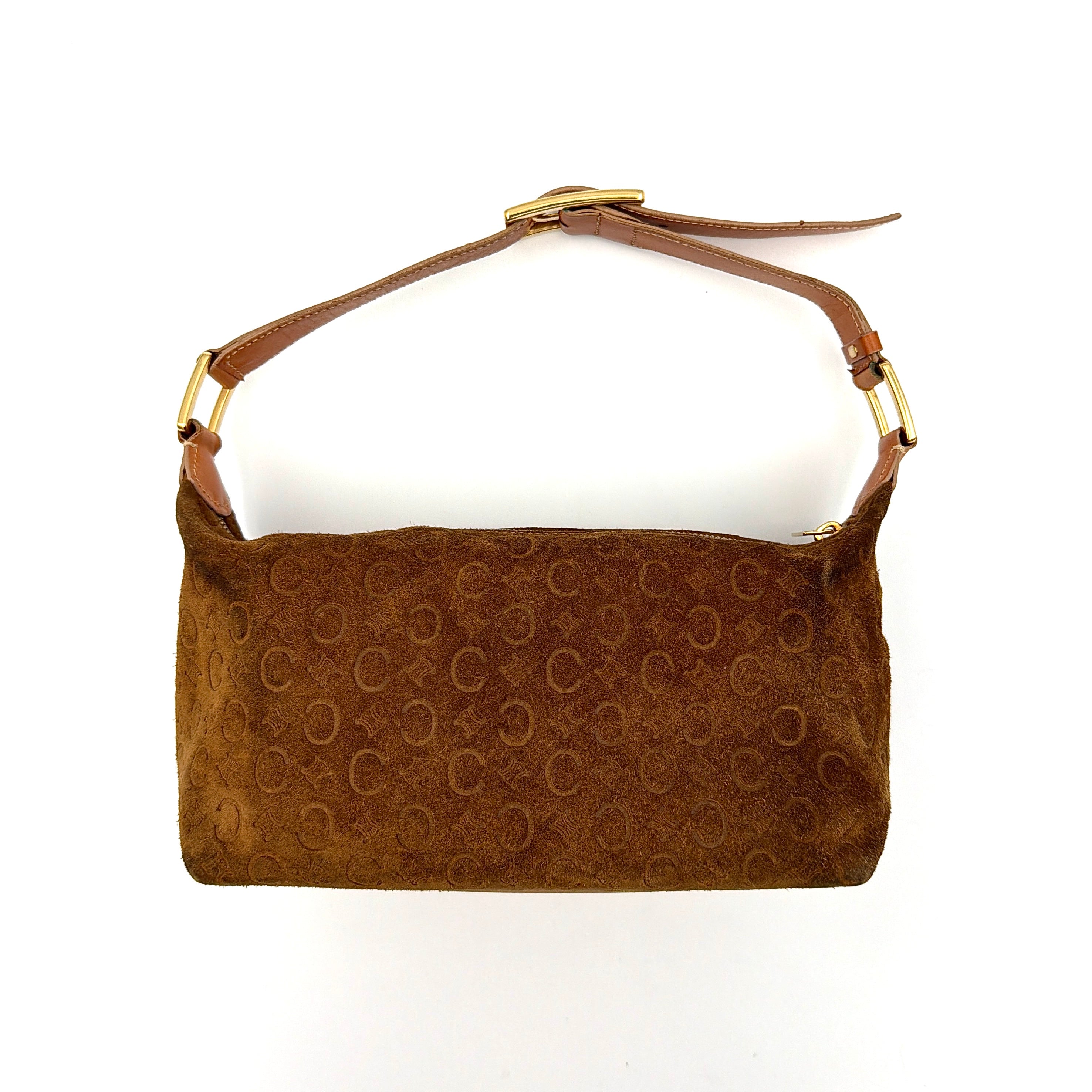 Celine Suede Shoulder Bag Brown