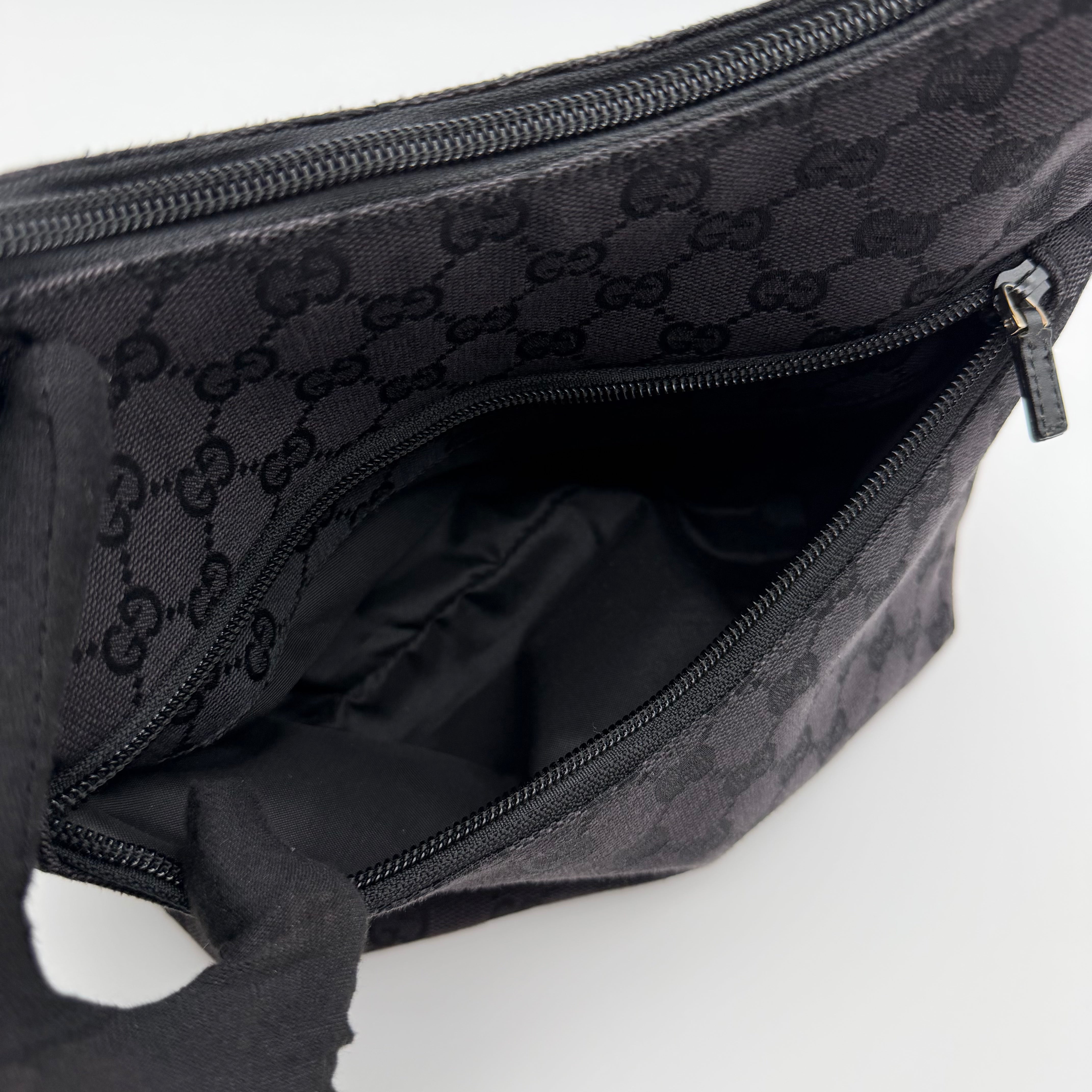 Gucci GG Monogram Hobo Canvas Shoulder Bag Black