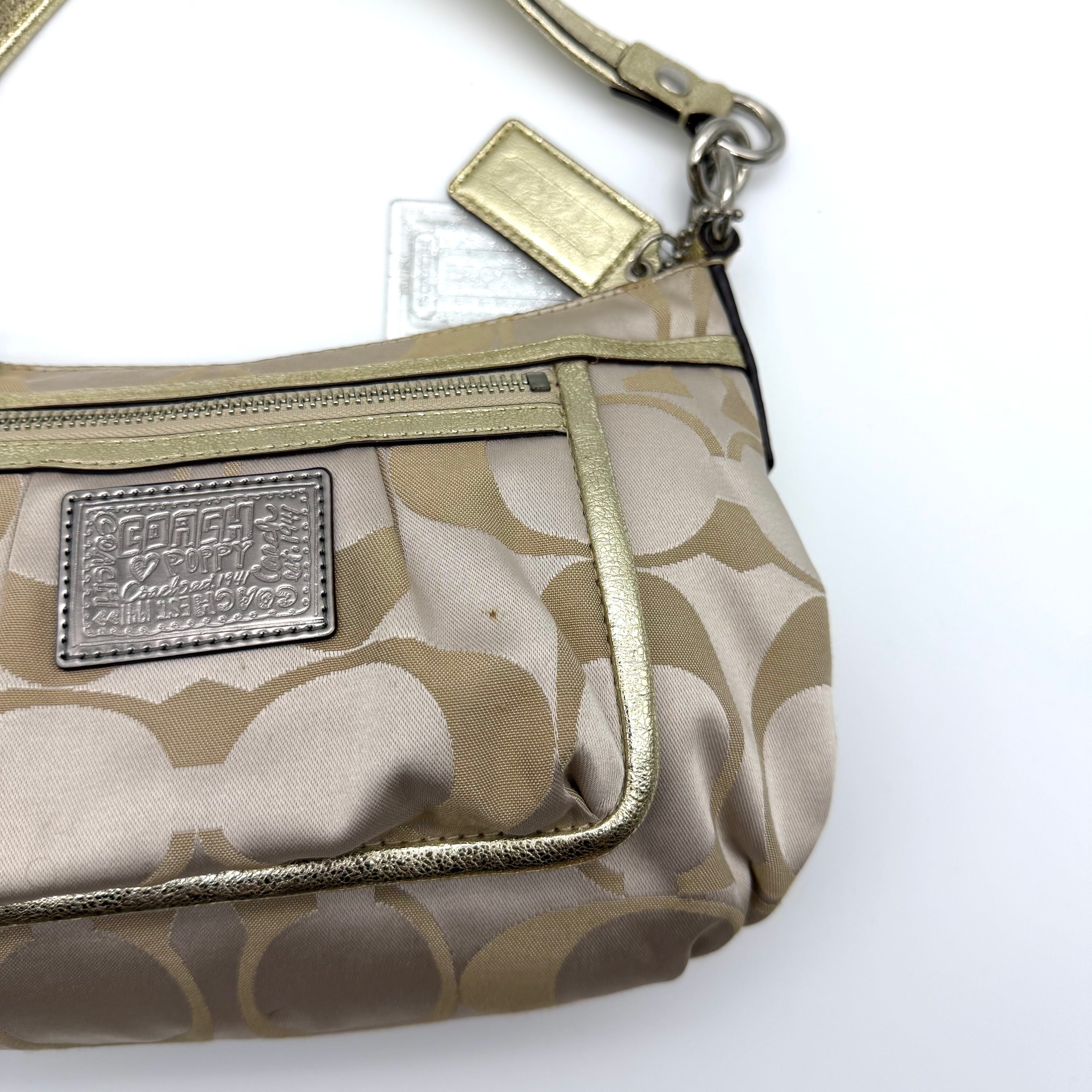 Coach 2Way Signature Shoulder Bag Cream/Gold