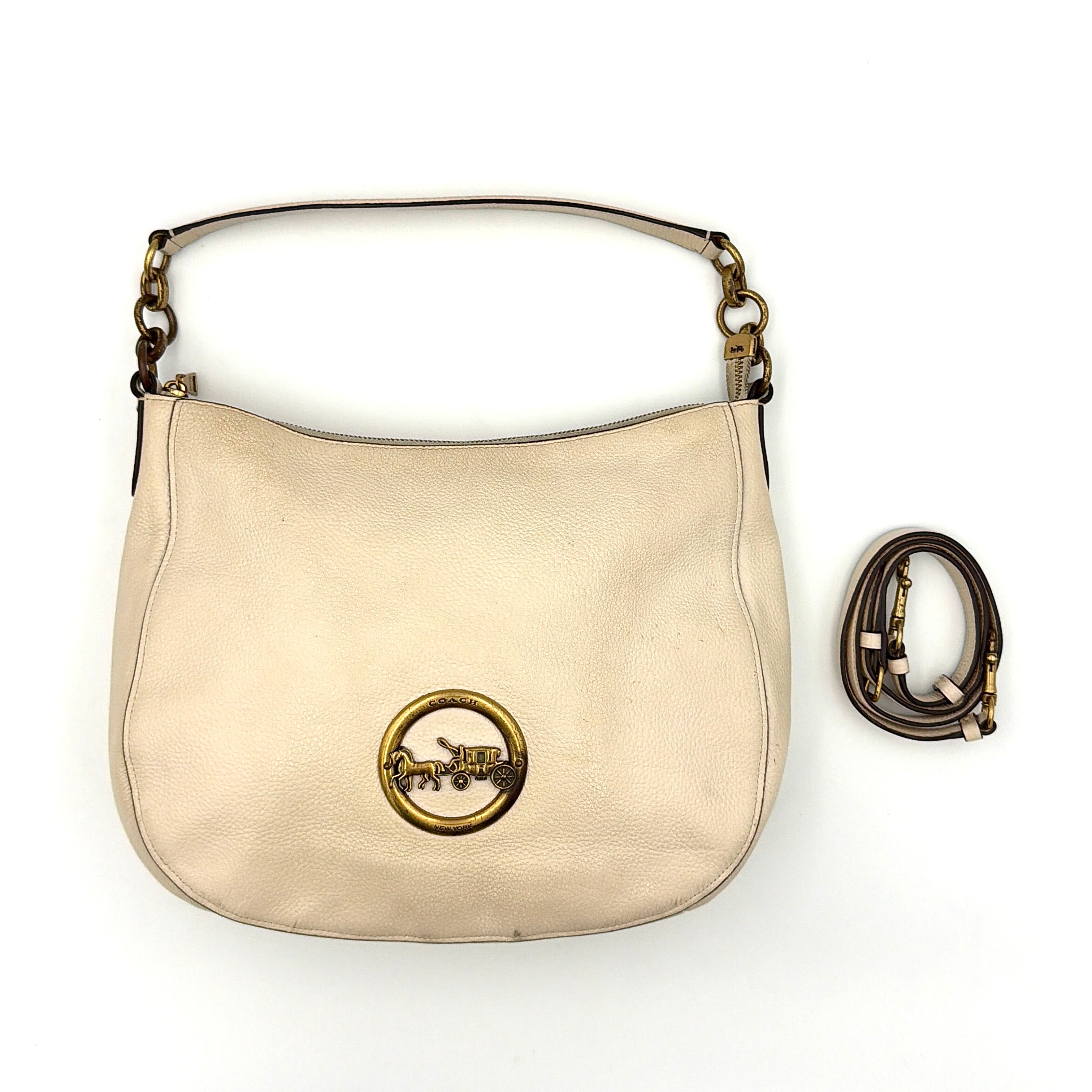 Coach 2Way Leather Elle Hobo Shoulder Bag White