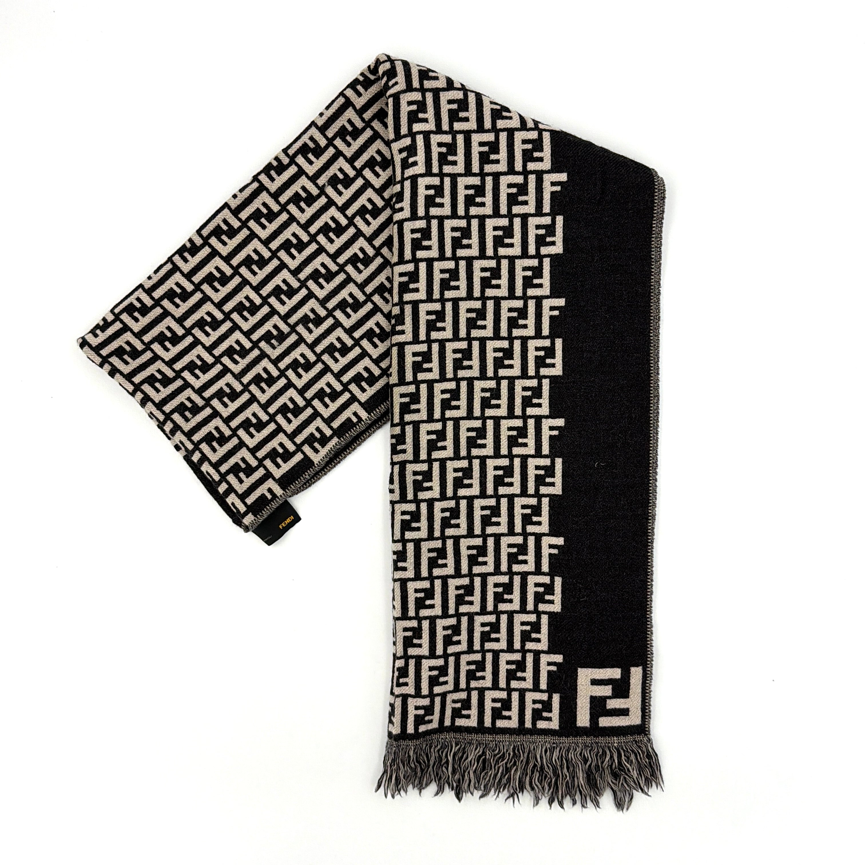 Fendi FF Zucca Wool Scarf Black/Grey