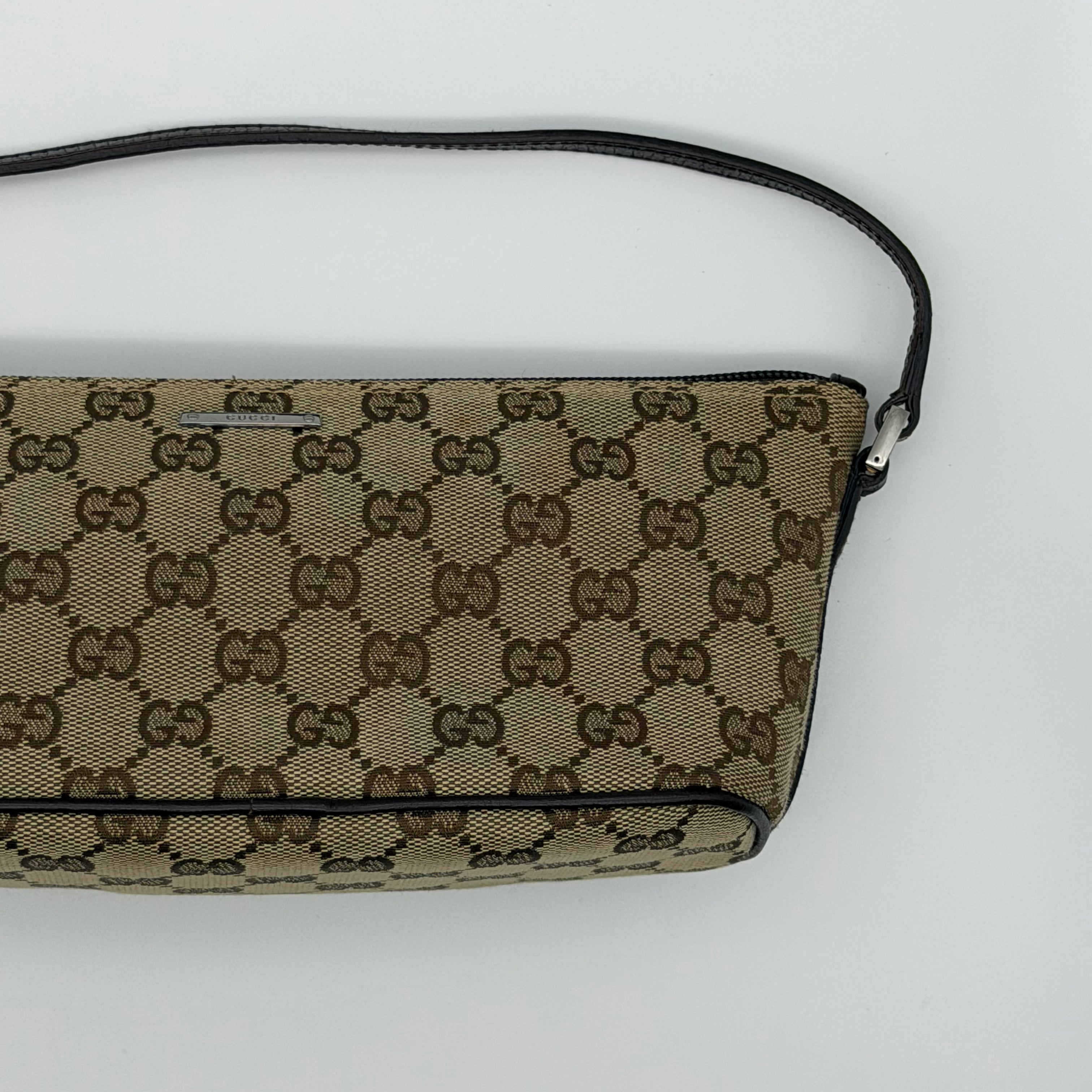 Gucci GG Monogram Pochette Boat Shoulder Bag Beige