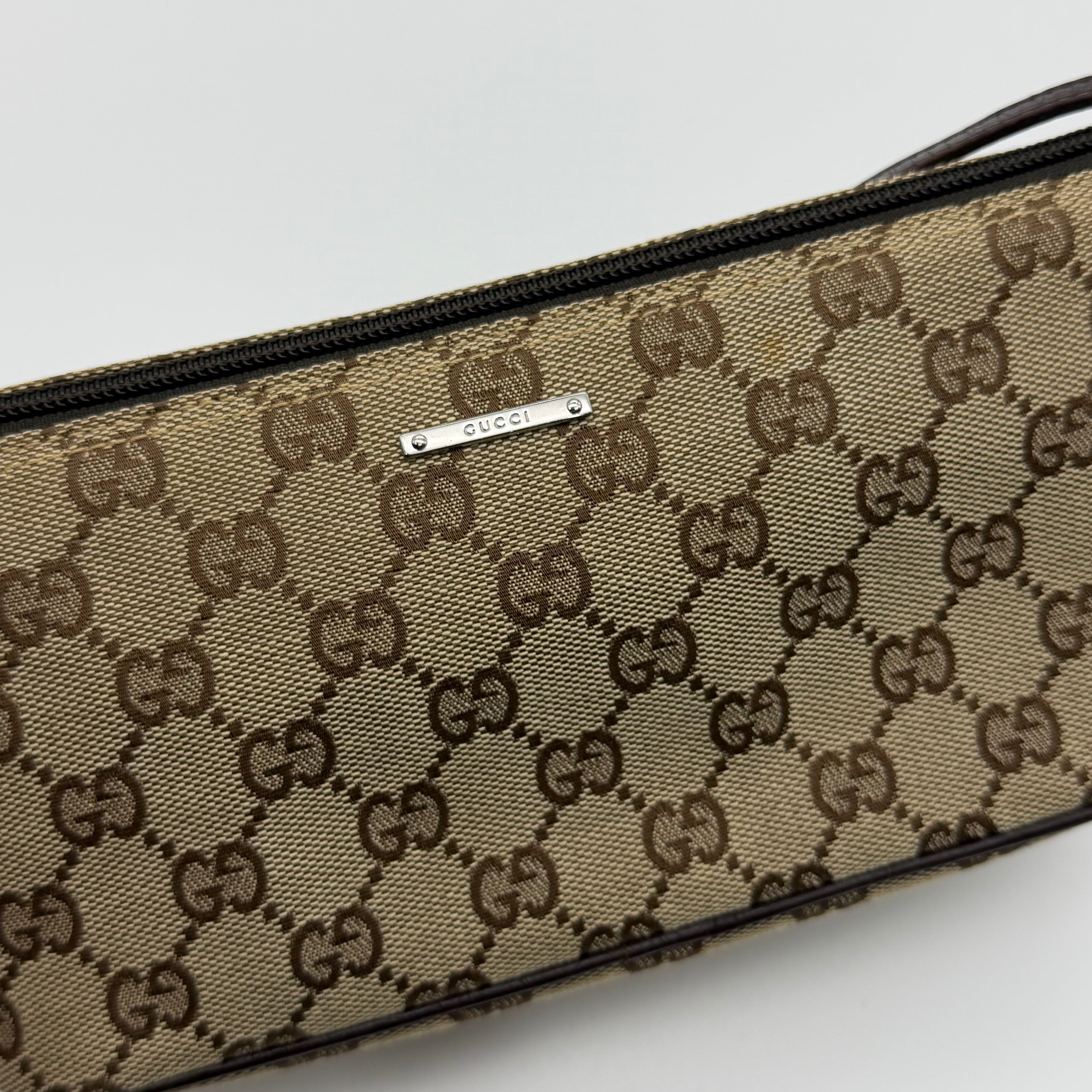 Gucci GG Monogram Pochette Boat Shoulder Bag Beige