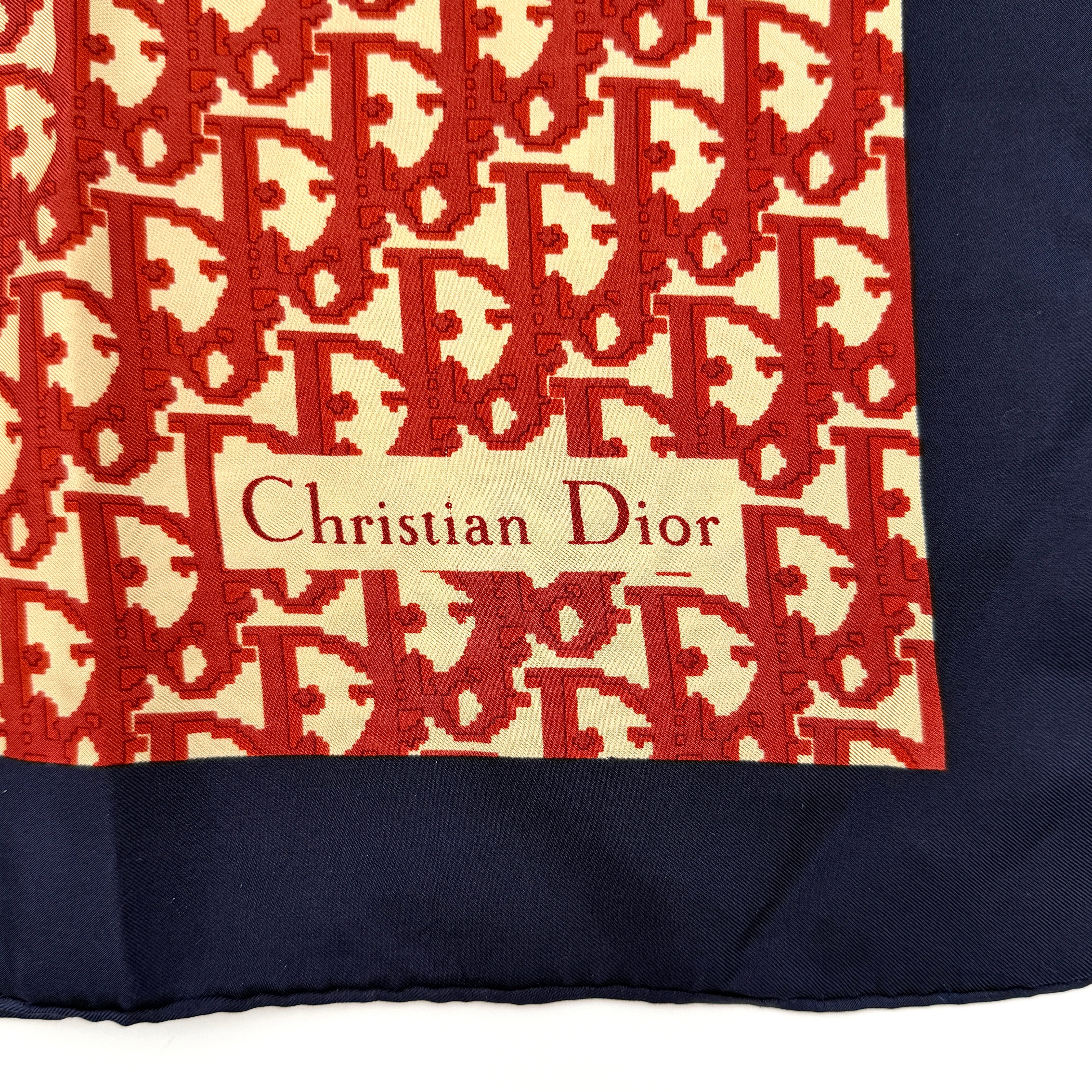 Dior Monogram Silk Scarf Navy/Red