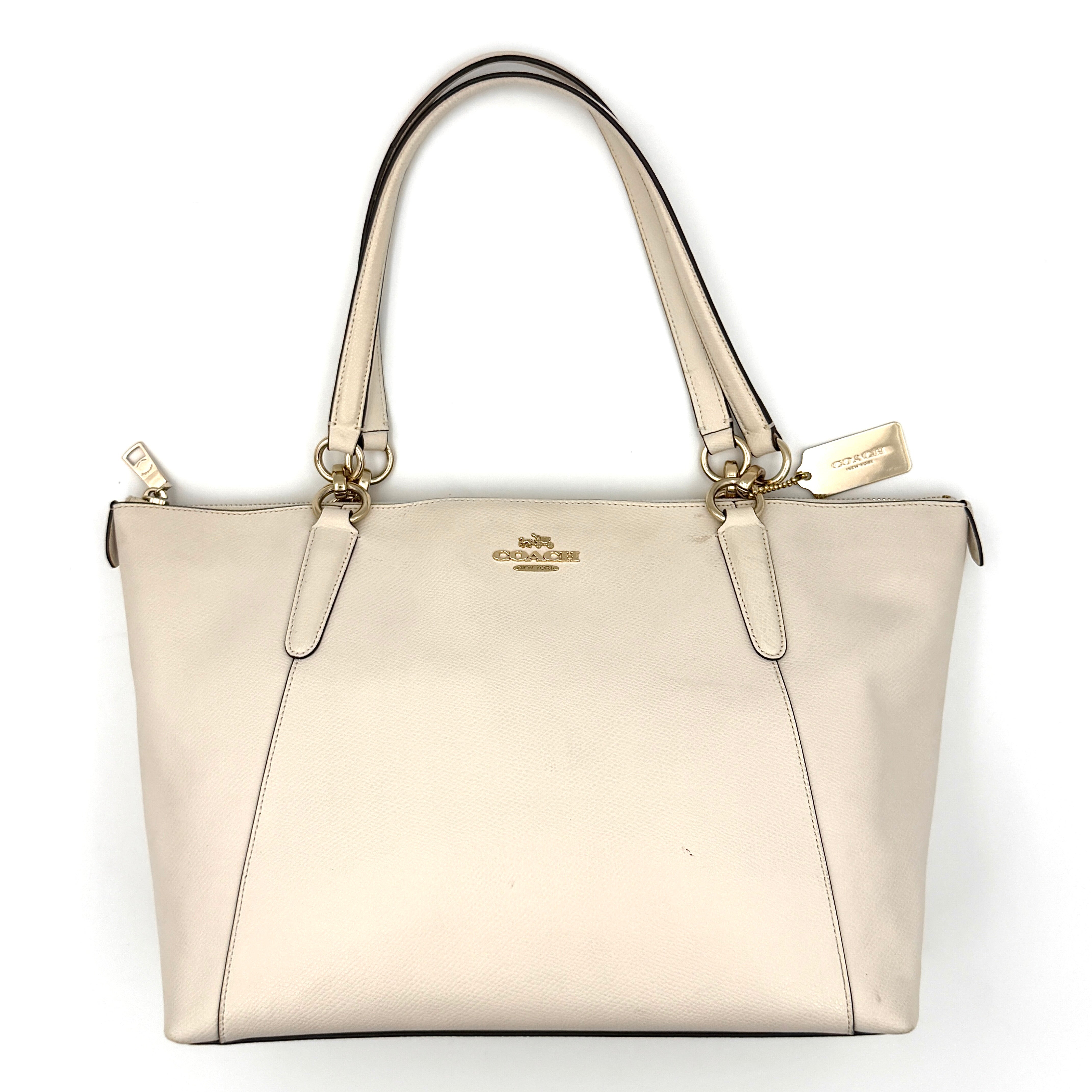 Coach Ava Leather Tote Bag Cream