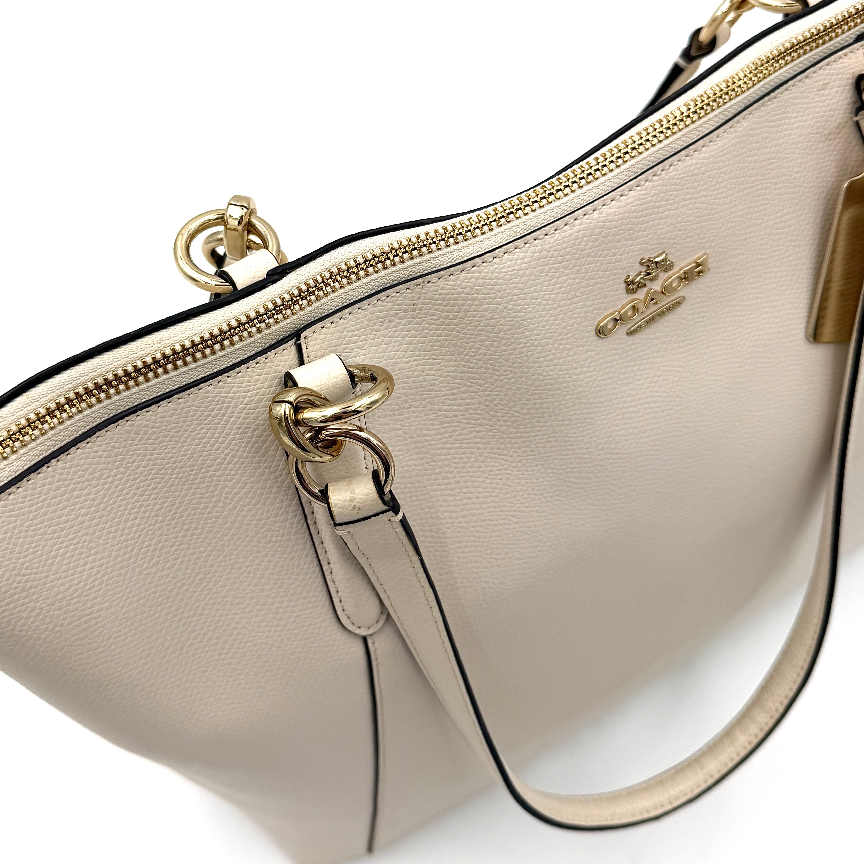Coach Ava Leather Tote Bag Cream
