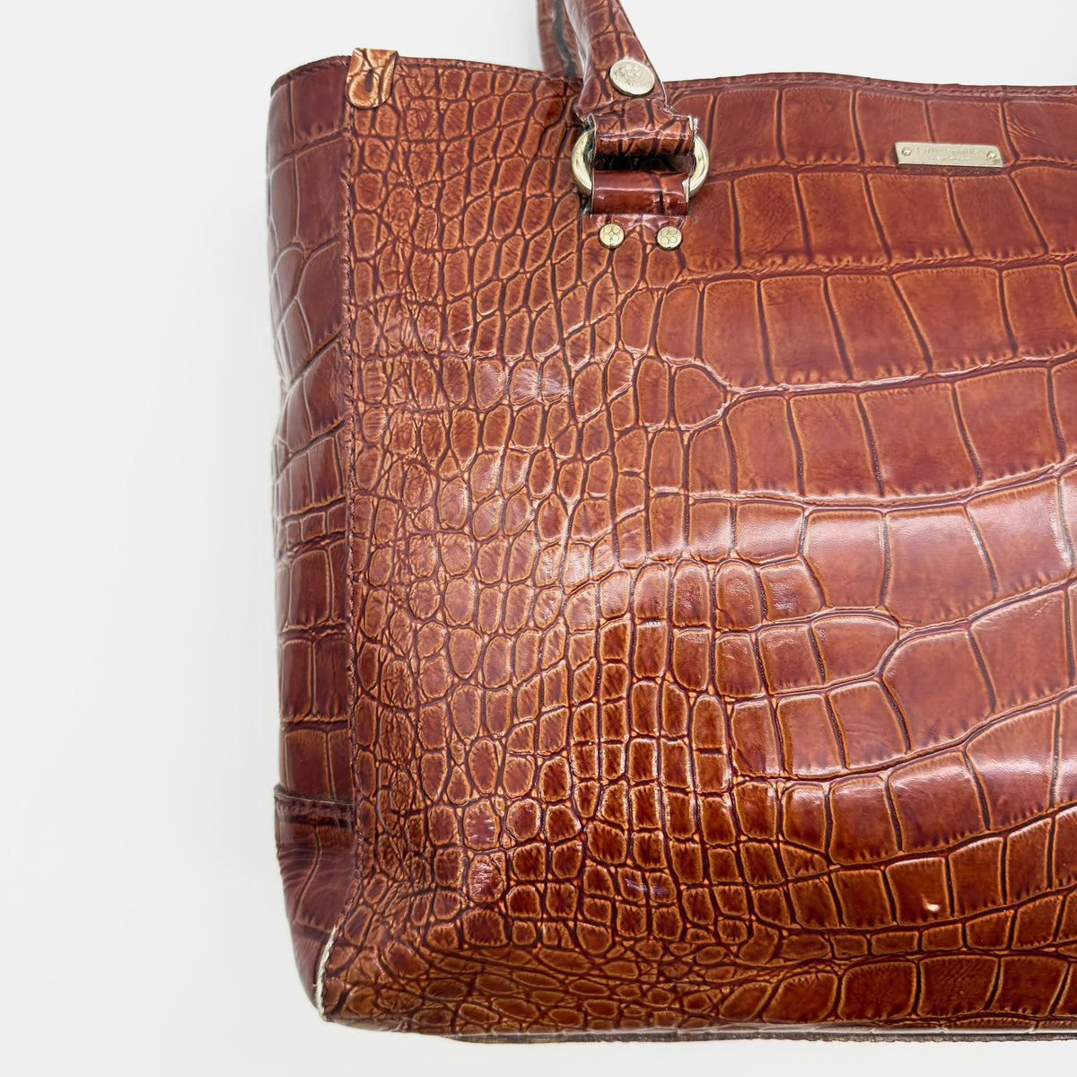 Kate Spade Croc Embossed Leather Tote Bag Brown