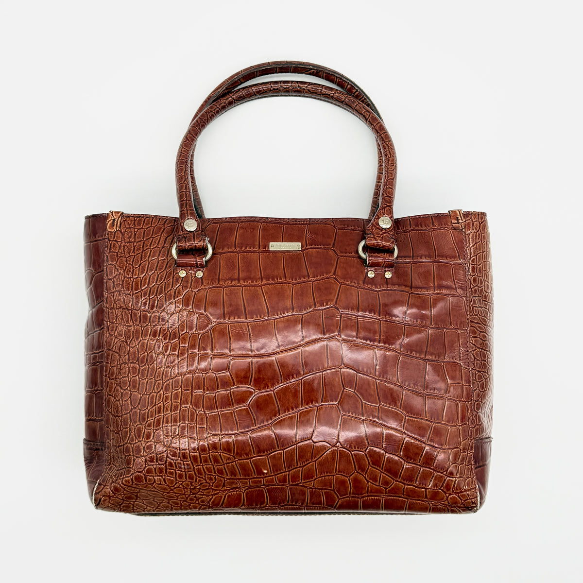 Kate Spade Croc Embossed Leather Tote Bag Brown