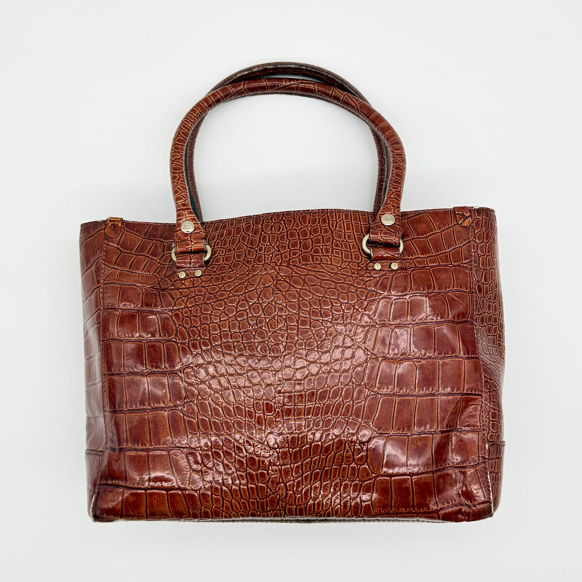 Kate Spade Croc Embossed Leather Tote Bag Brown