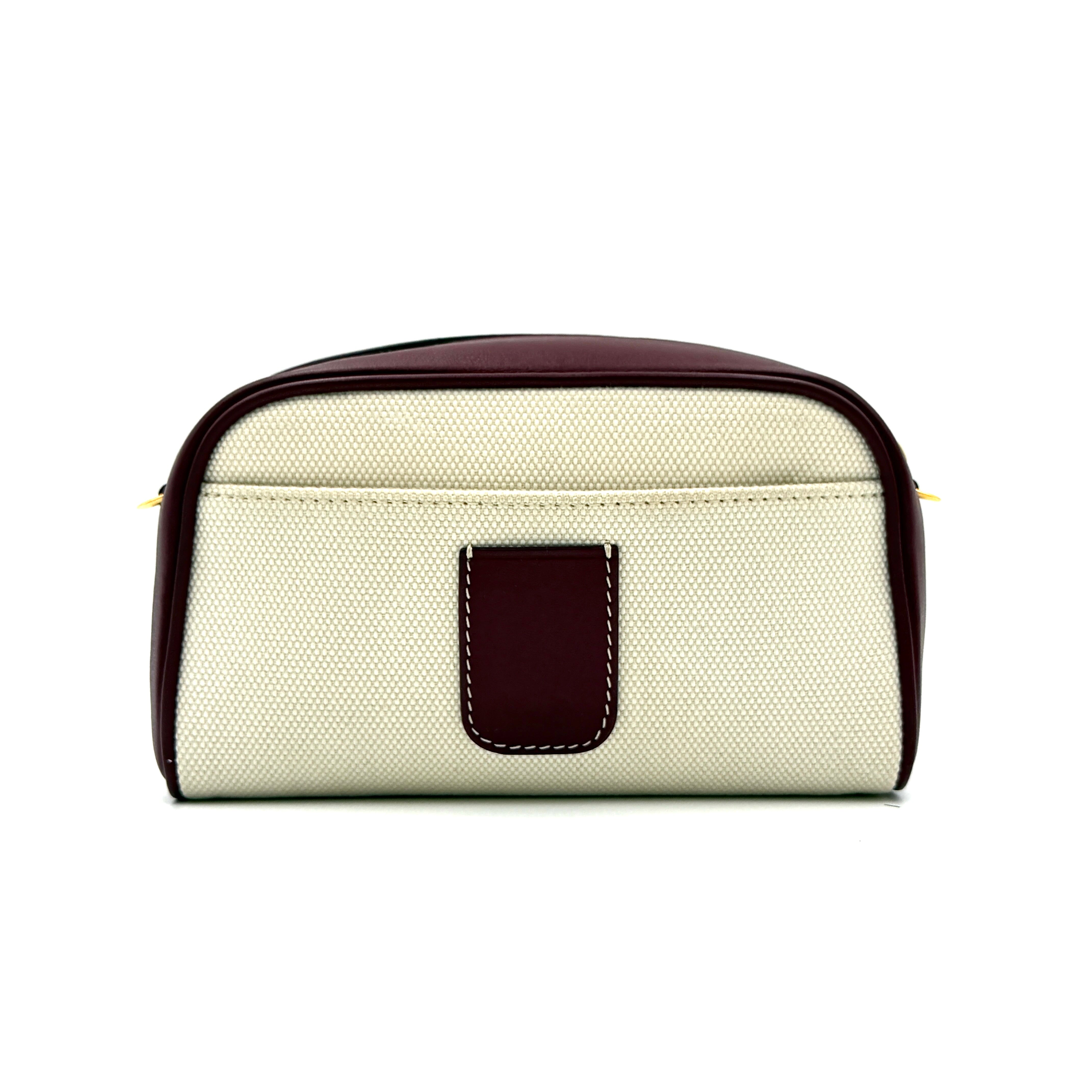Burberry Horseferry Half Cube Crossbody Pouch Bag Burgundy/Cream