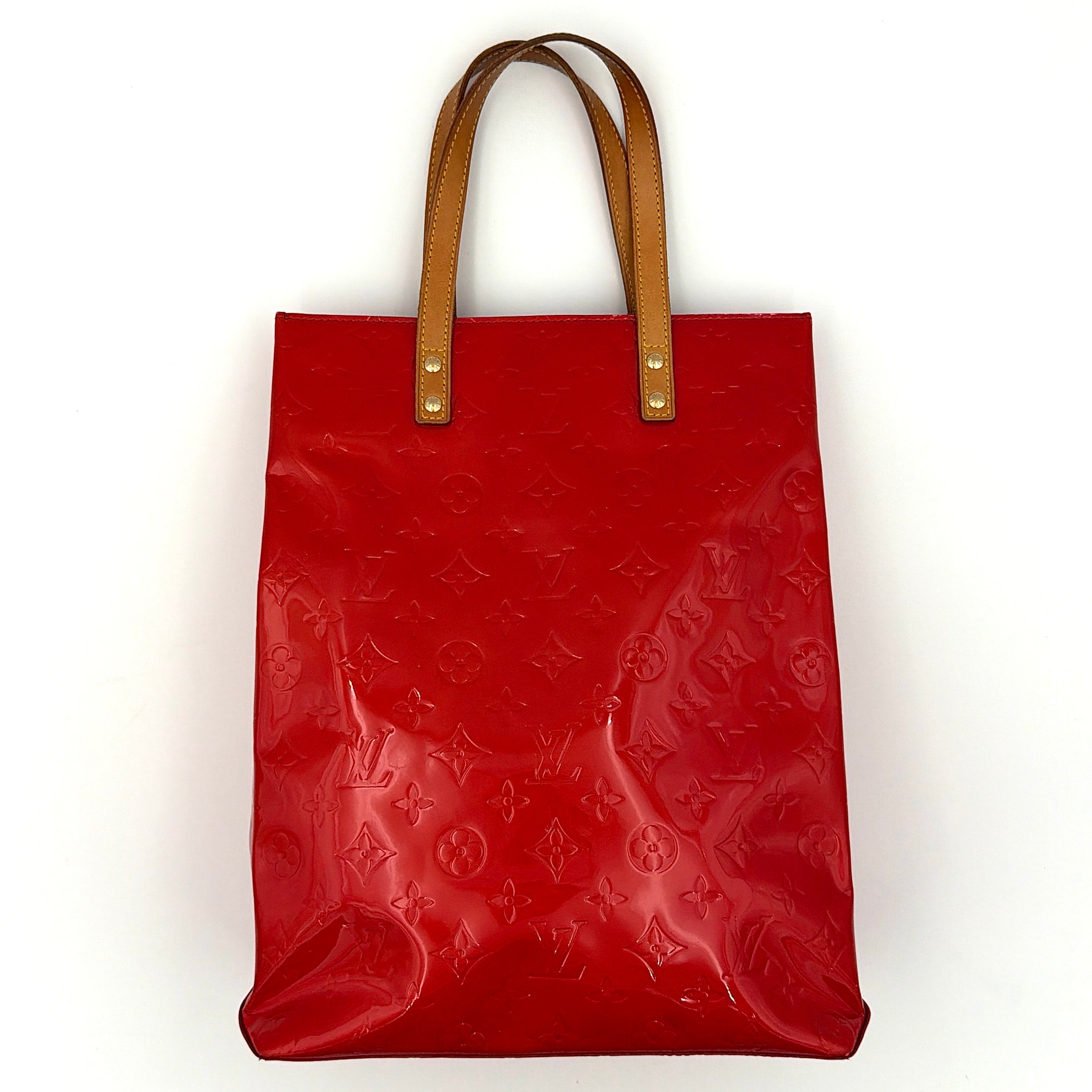 Louis Vuitton Monogram Vernis Reade MM Tote Bag Red