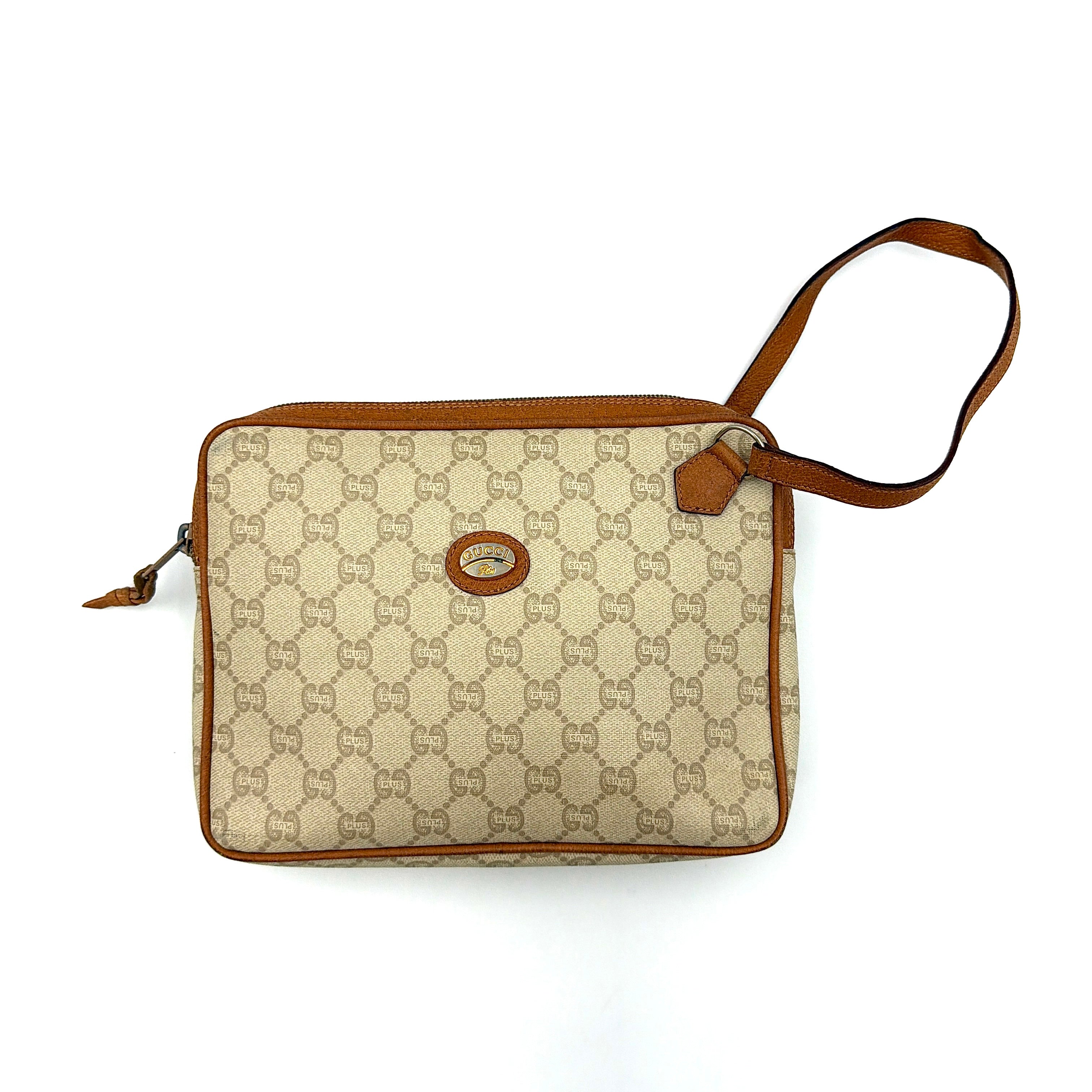 Gucci GG Plus Supreme Monogram Clutch Bag Beige/Tan