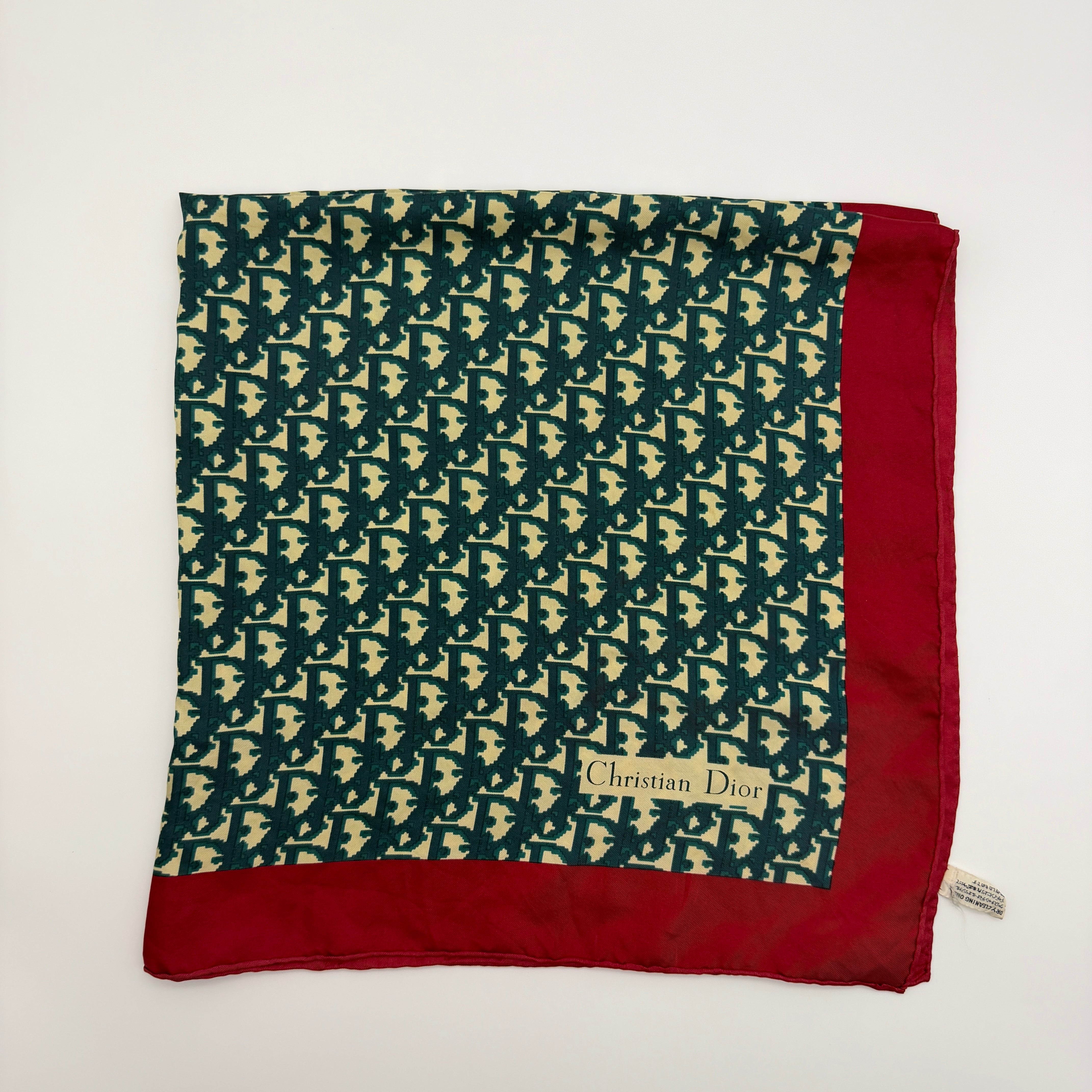 Dior Monogram Logo Silk Scarf Red/Green