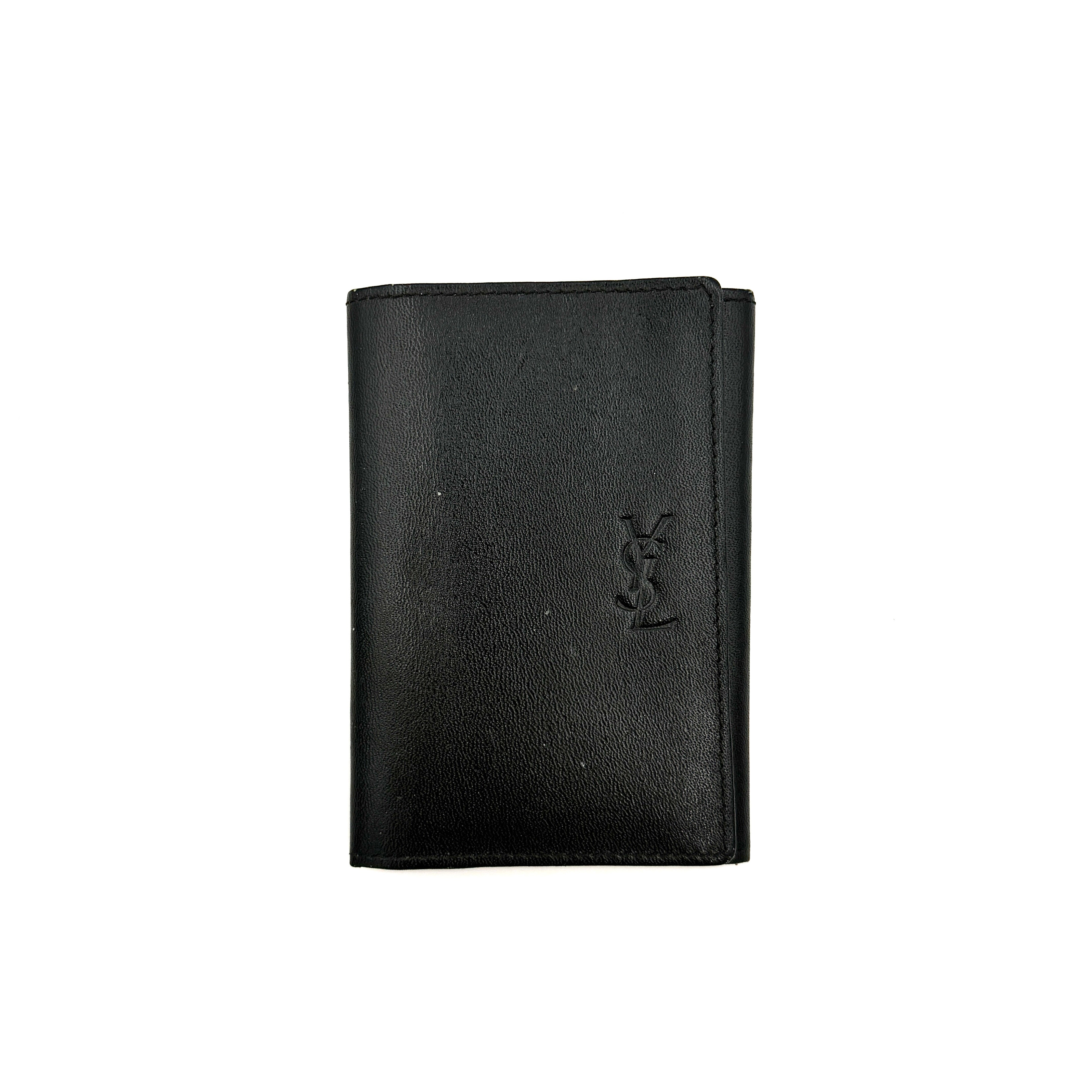 Saint Laurent Tiny Cassandre Credit Card Wallet Black
