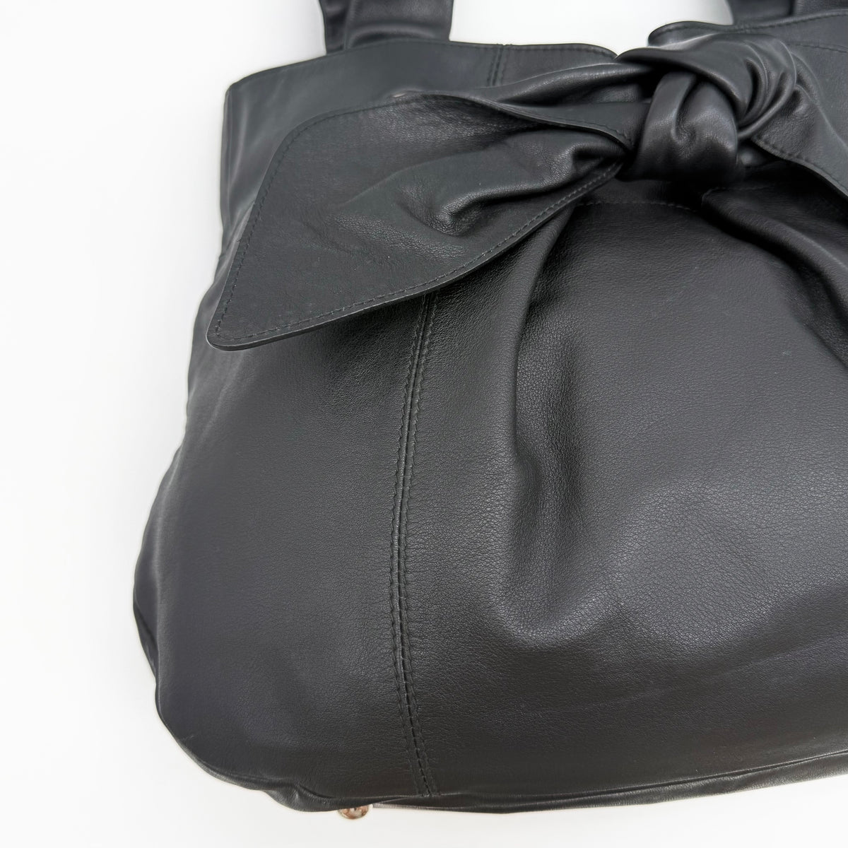 Furla Twisted Leather Tote Bag Black