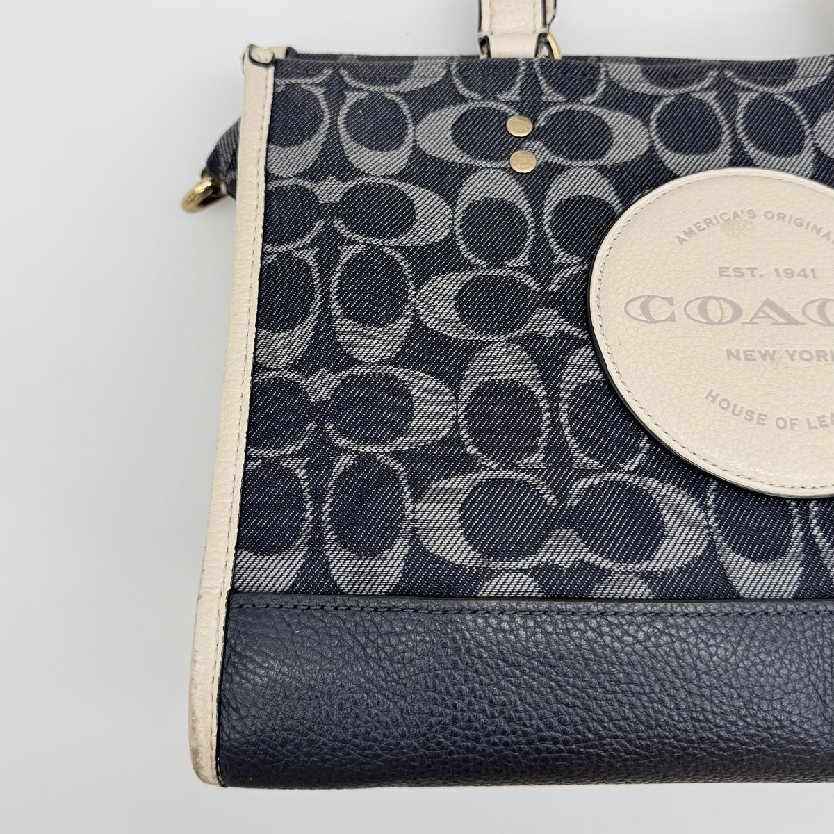 Coach 2Way Dempsey Carryall Tote Bag Blue/White