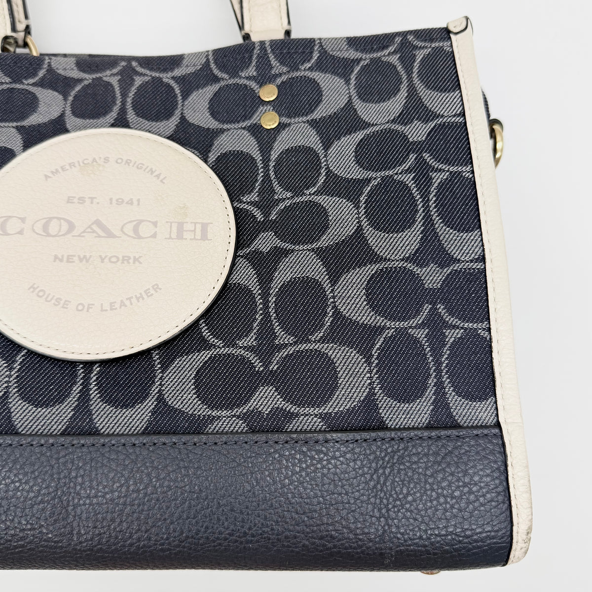 Coach 2Way Dempsey Carryall Tote Bag Blue/White