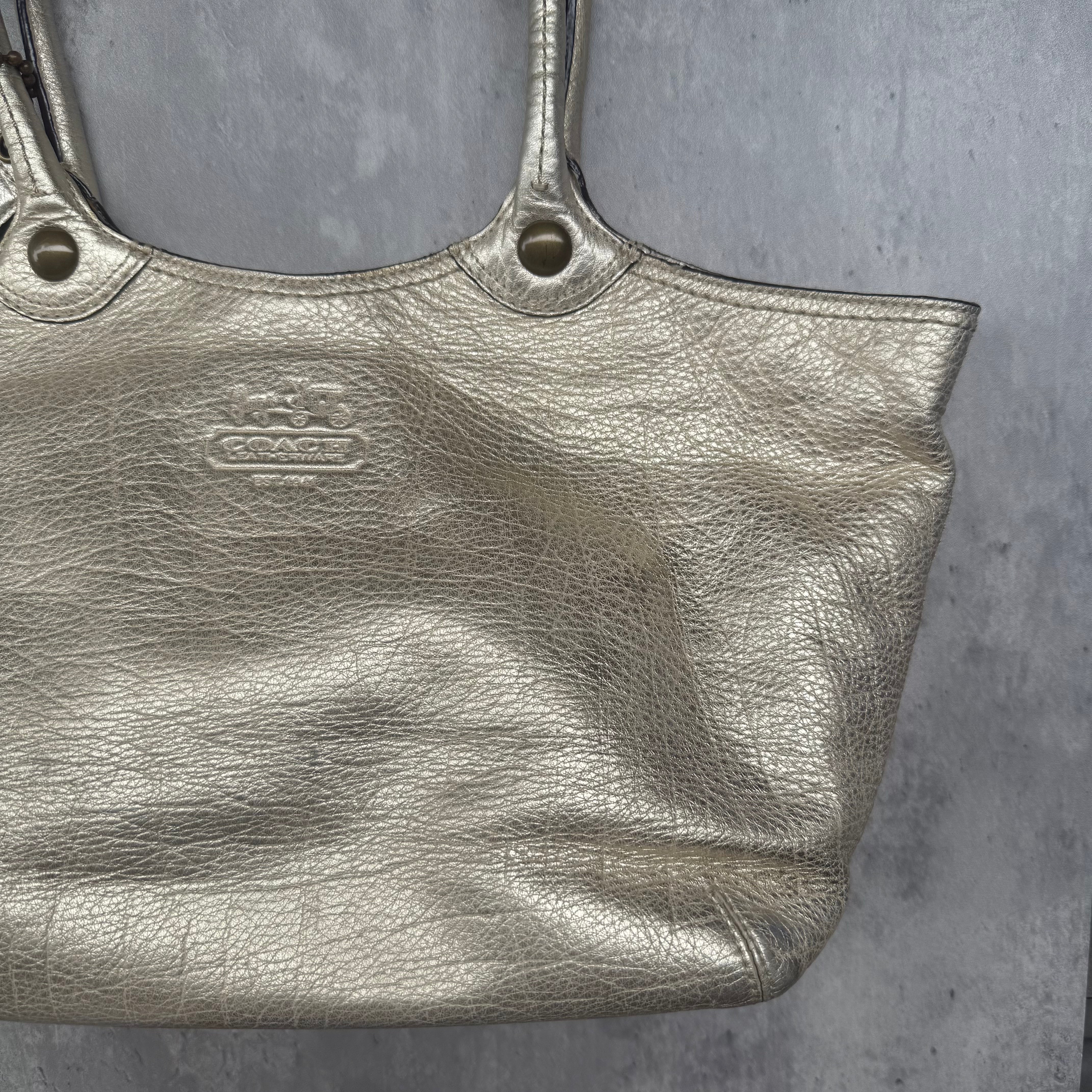 Coach Bleecker Platinum Metallic Tote Bag Light Gold