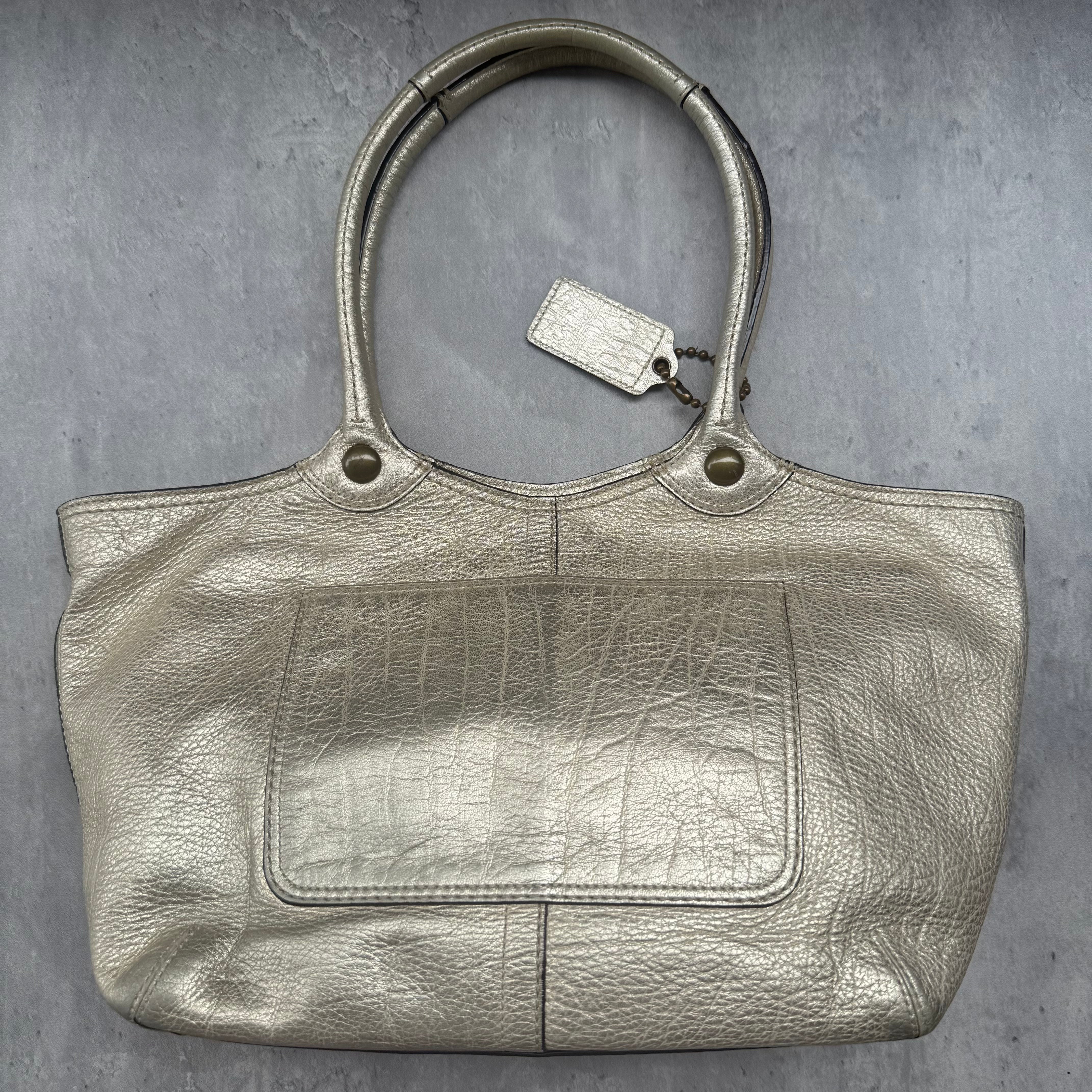 Coach Bleecker Platinum Metallic Tote Bag Light Gold