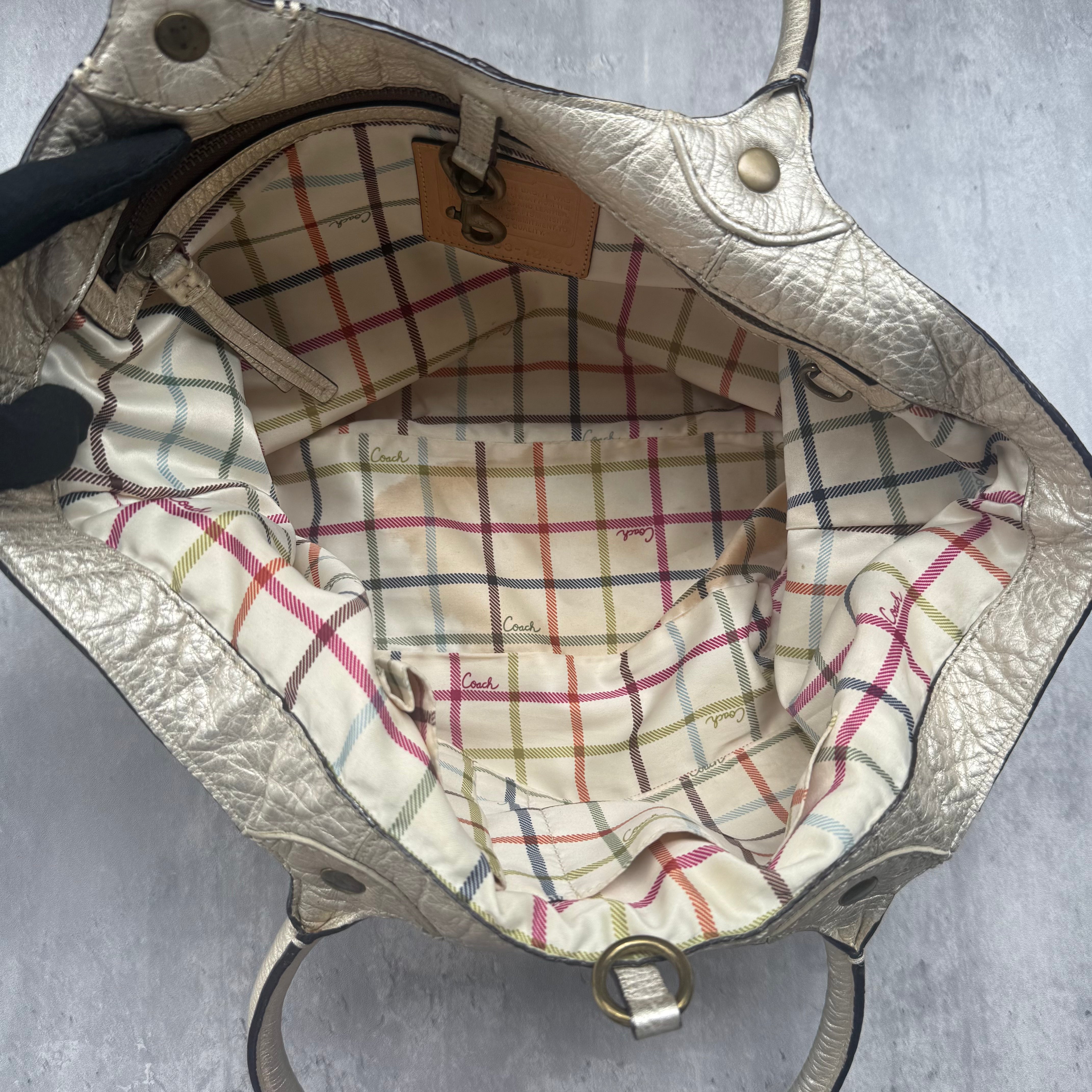 Coach Bleecker Platinum Metallic Tote Bag Light Gold