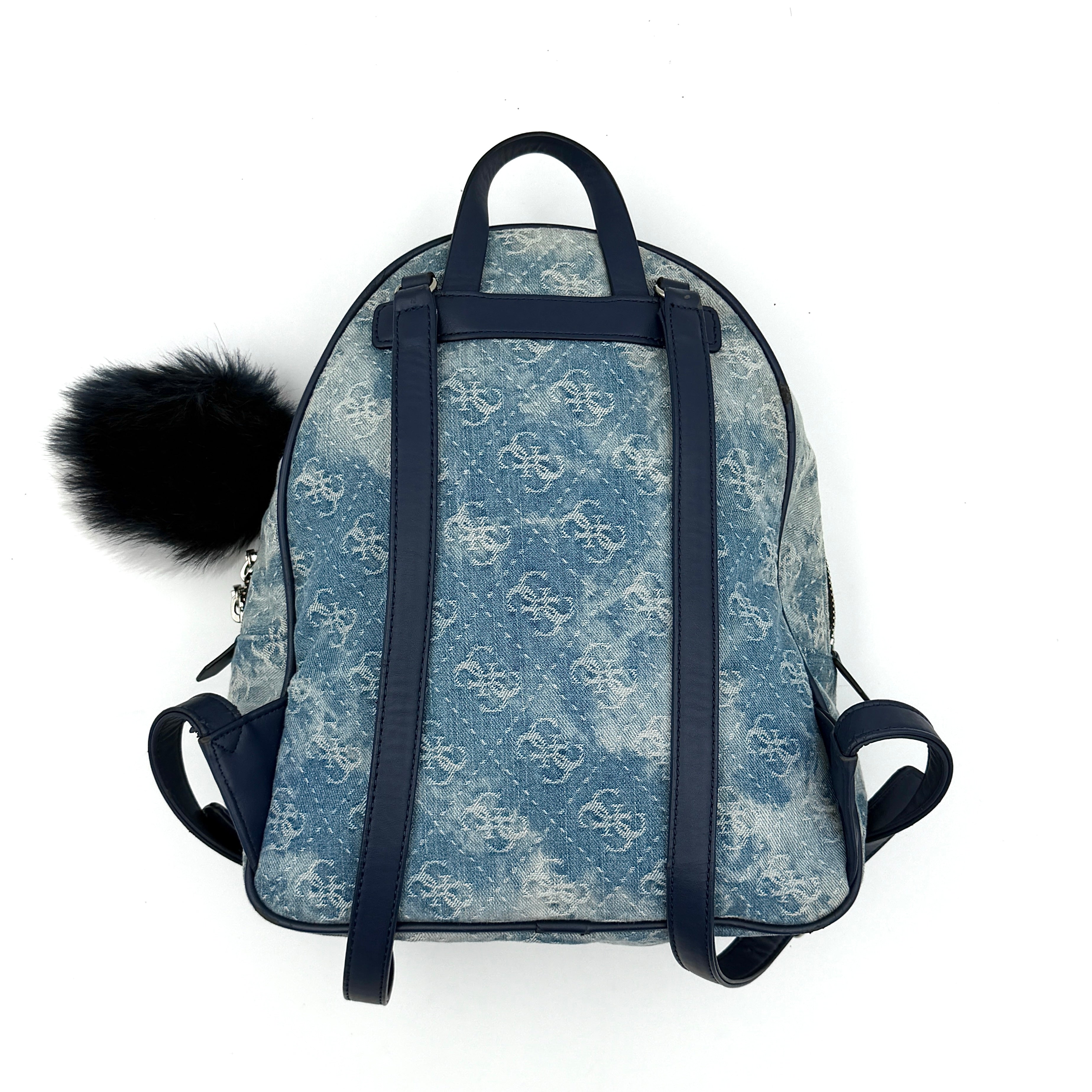 Guess Monogram Varsity Pop Denim Backpack Blue