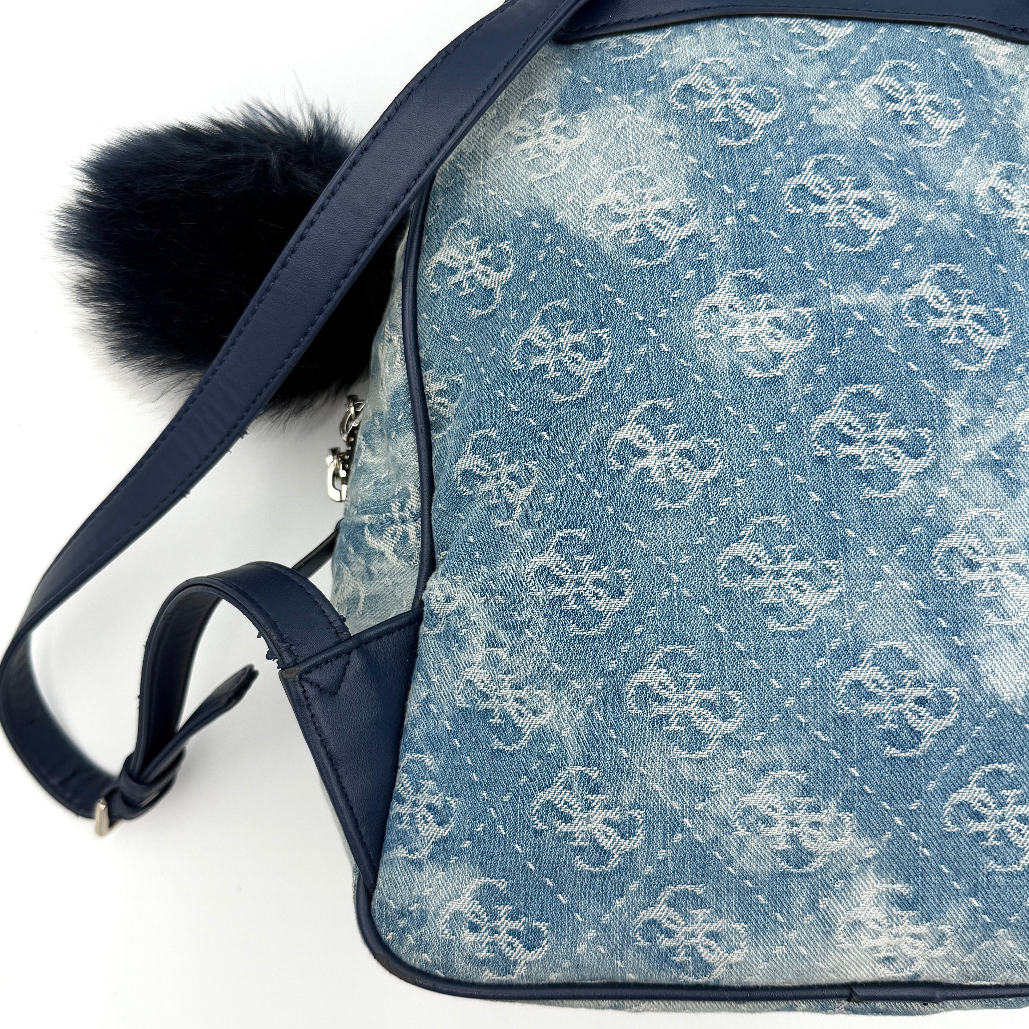Guess Monogram Varsity Pop Denim Backpack Blue